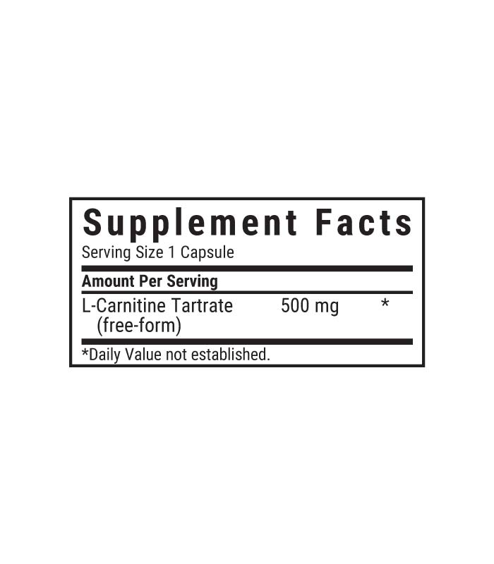 Bluebonnet’s L-Carnitine 500 mg supplement facts