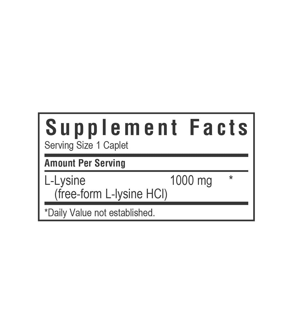 Bluebonnet’s L-Lysine 1000 mg supplement facts panel