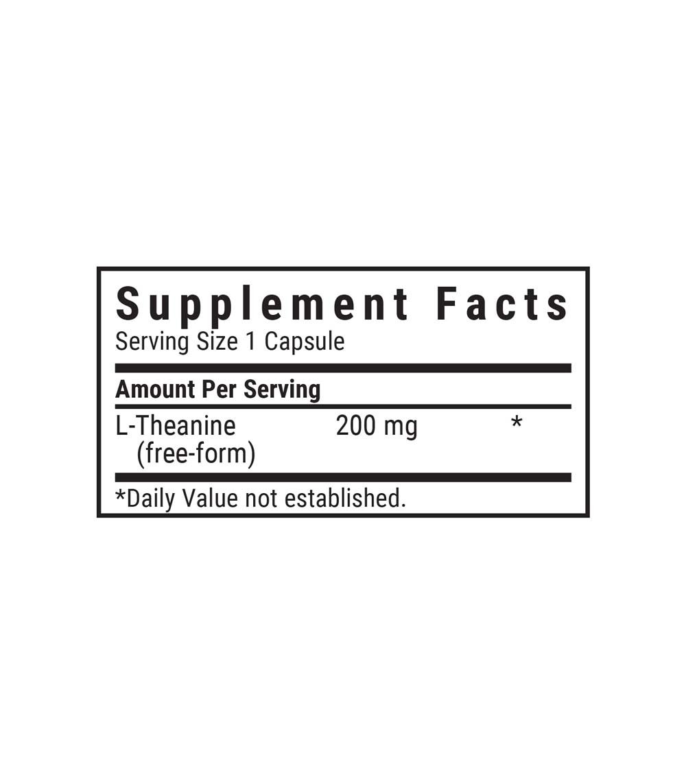 Bluebonnet L-Theanine 200 mg supplement facts panel