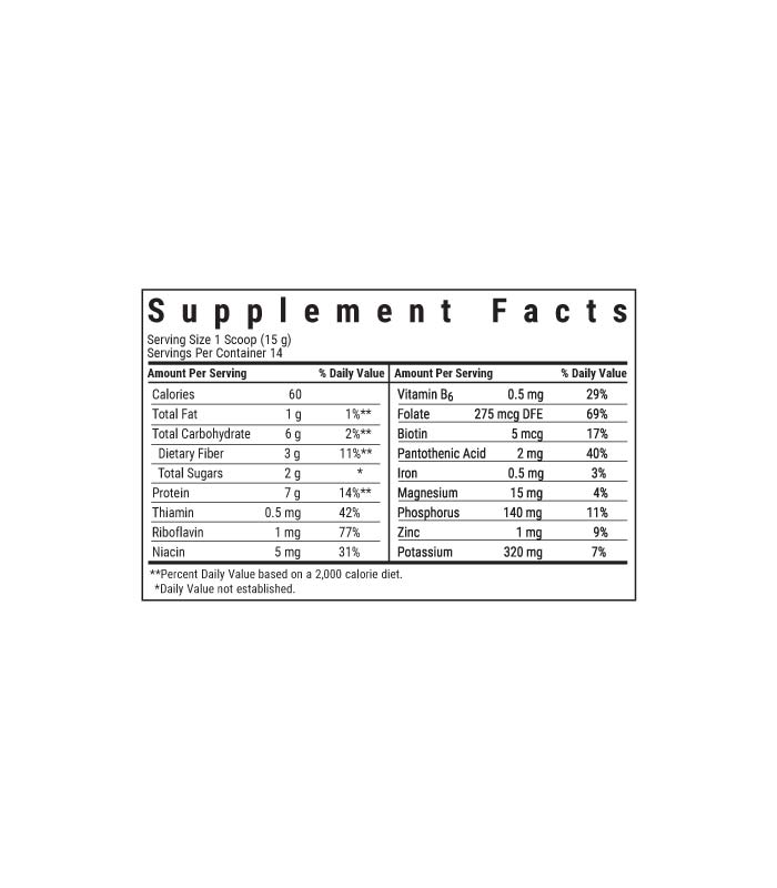 Bluebonnet’s Brewer's Yeast Flakes, 7.4 oz (210 g) supplement facts panel