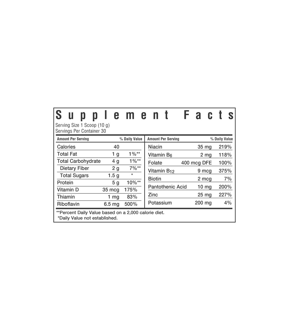 Bluebonnet’s Nutritional Yeast Flakes, supplement facts panel