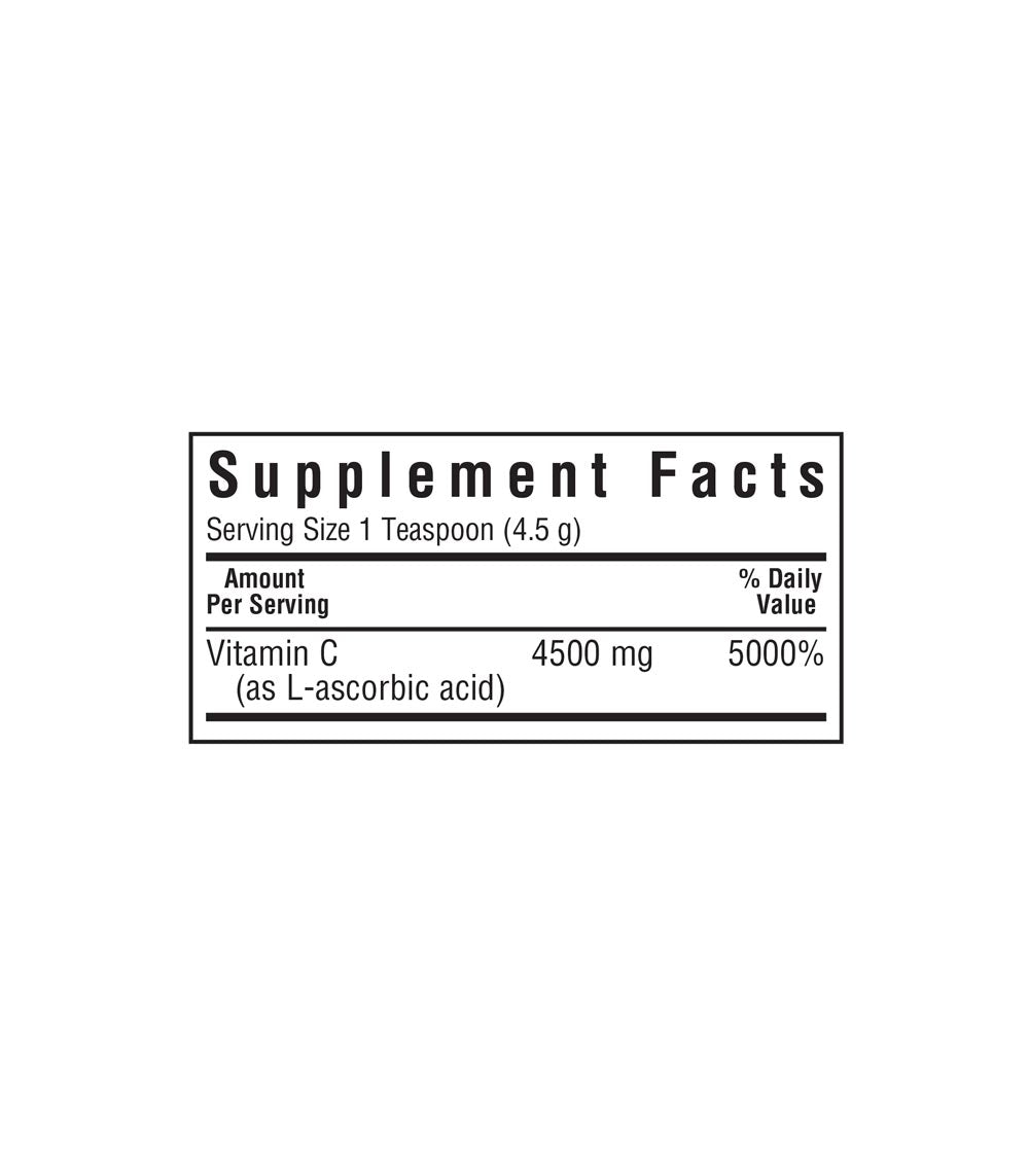 Bluebonnet’s Vitamin C Crystals, supplement facts panel
