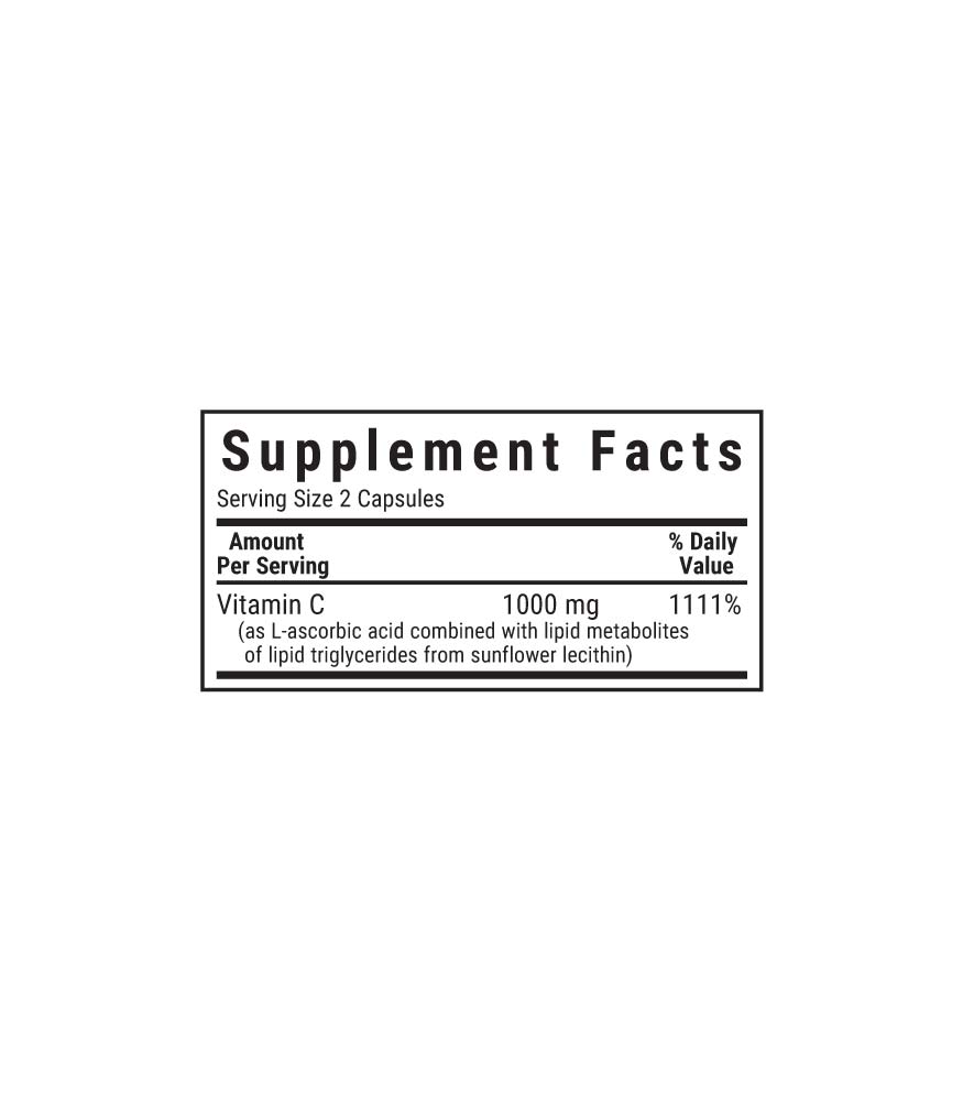 Liposomal Pureway-C with sunflower oil, enhanced absorption, Vegetable Capsules, supplement facts panel