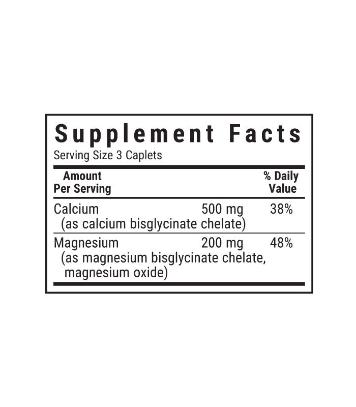 Bluebonnet's Chelated Calcium Magnesium Caplets, supplement facts panel