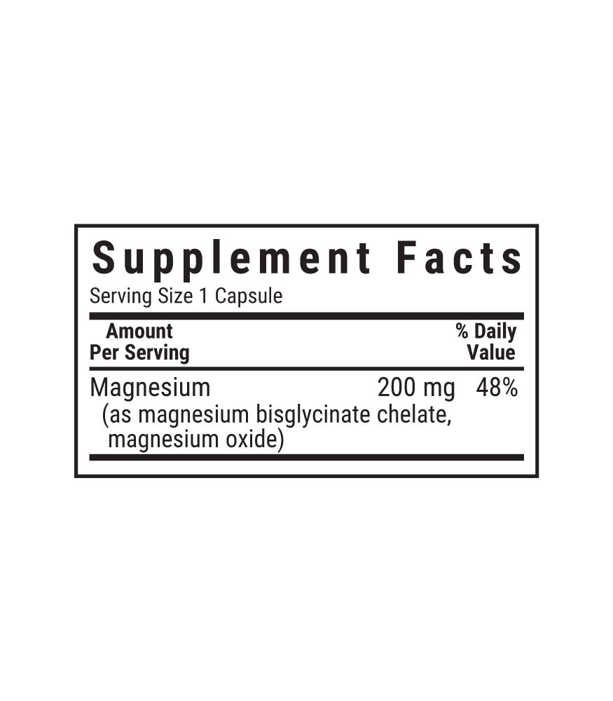 Bluebonnet's Buffered Chelated Magnesium Vegetable Capsules, supplement facts panel