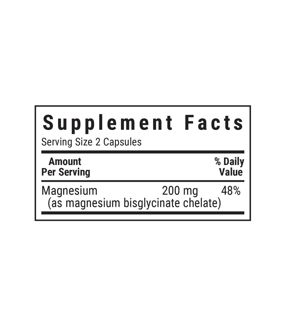 Bluebonnet's Chelated Magnesium Bisglycinate Vegetable Capsules, supplement facts panel