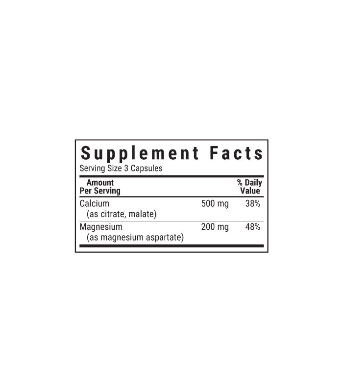 Bluebonnet's Calcium & Magnesium Vegetable Capsules, supplement facts panel