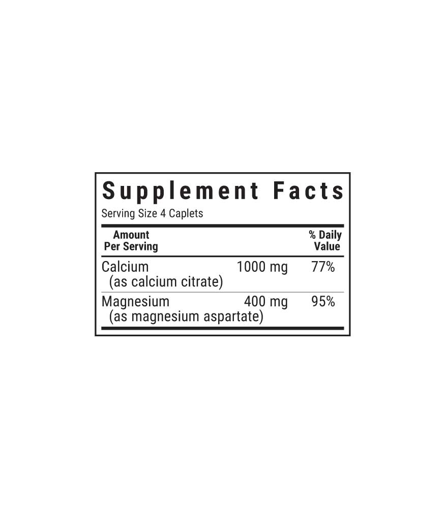 Bluebonnet's Calcium Citrate & Magnesium Caplets, supplement facts panel