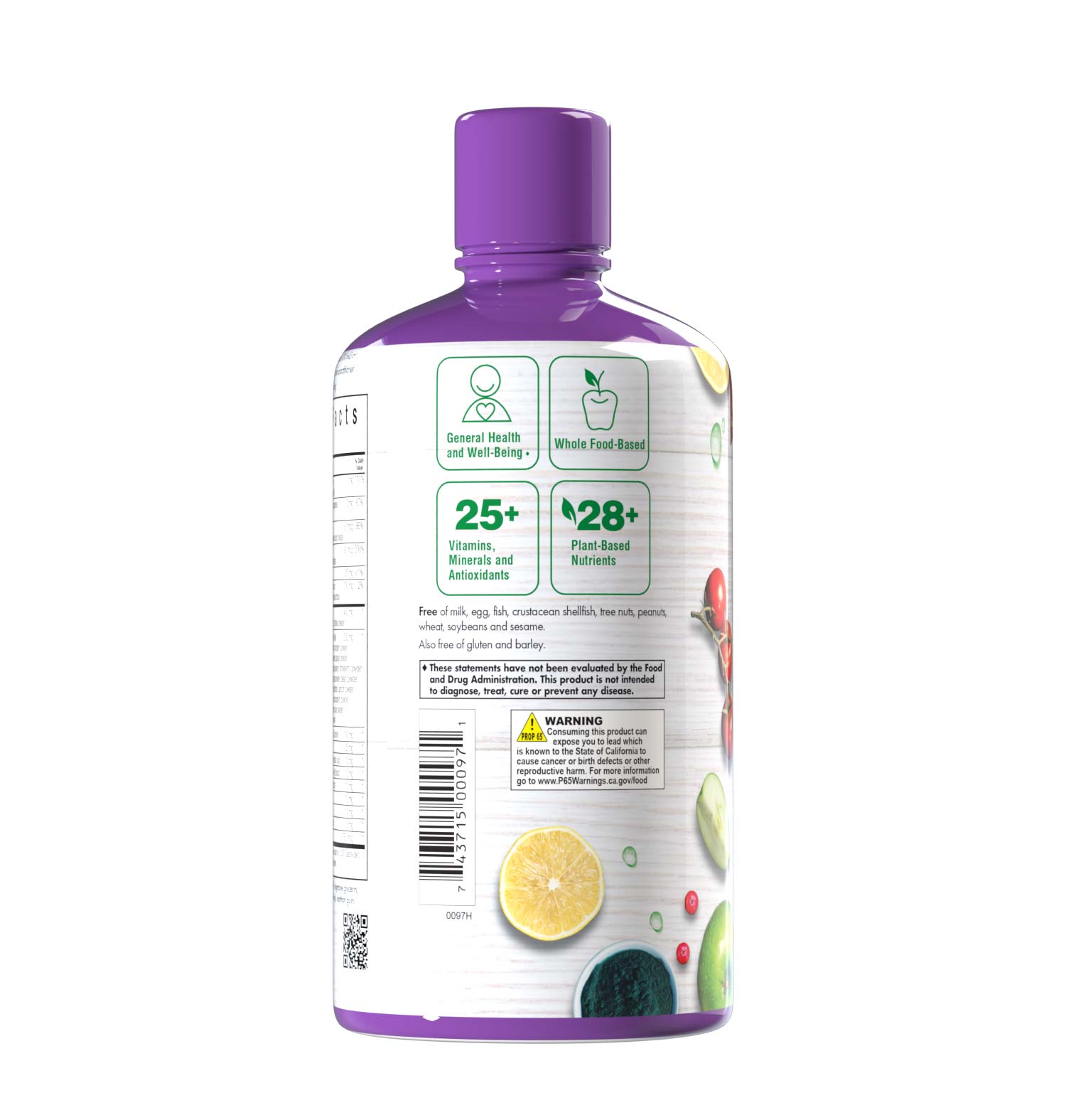 Bluebonnet’s Liquid Super Earth® Multinutrient Formula is bursting with over 25 crucial vitamins, minerals and antioxidants and more than 28 important plant-based nutrients from the foods you should eat every day, such as American ginseng, astragalus, quercetin, rutin and ginger, health-promoting greens like spirulina and chlorella and phytonutrient super fruits and vegetables like beets, mango, cranberry, acerola and pomegranate. Description panel. #size_32 fl oz