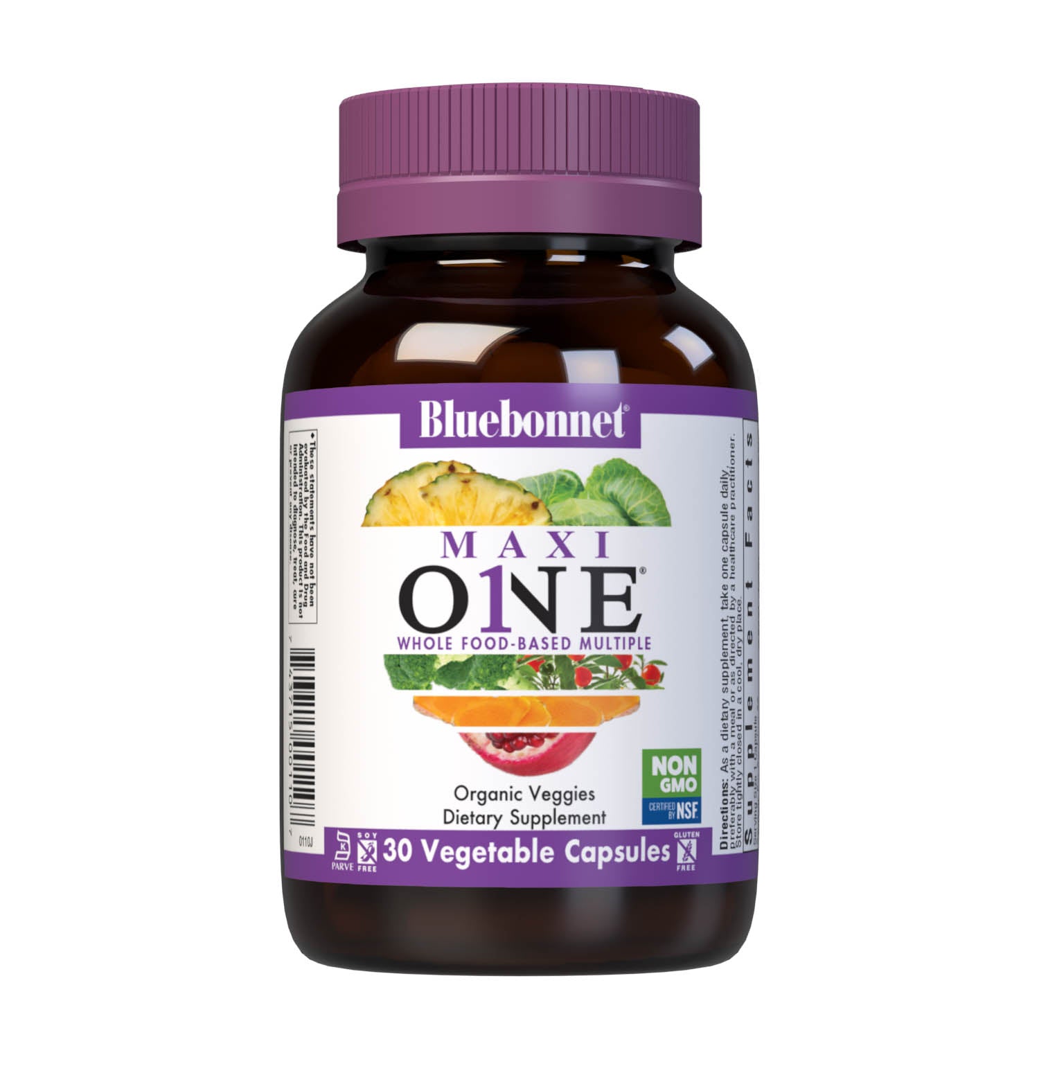 Bluebonnet’s Maxi ONE formula 30 Vegetable Capsules is a higher potency, single daily multivitamin and multimineral dietary supplement in a capsule and is formulated with highly efficient patented Albion chelated minerals, vitamin K2 from natto, select coenzyme B vitamins along with energy & vitality, organic whole food, and plant source enzyme blends. #size_30 count
