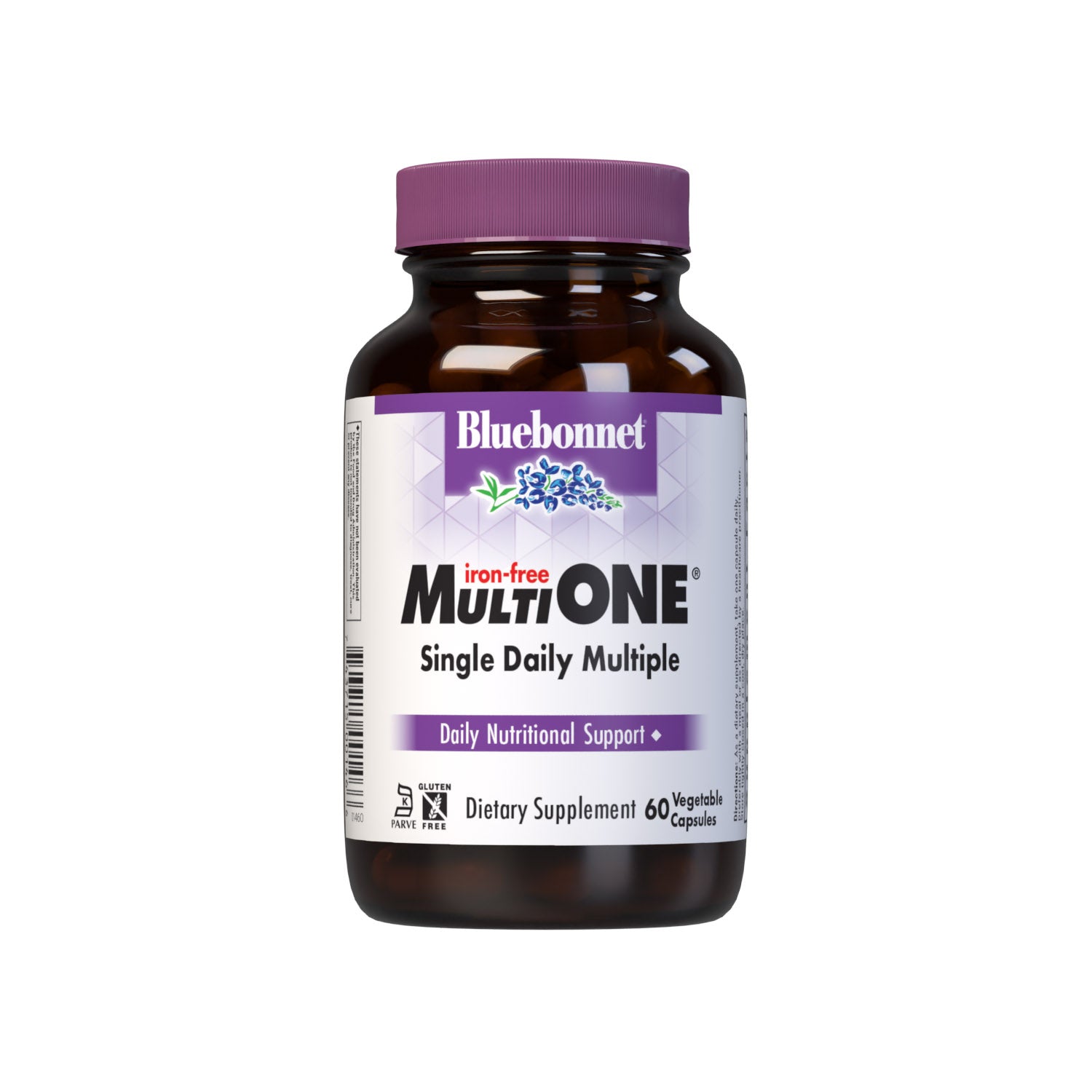 Bluebonnet’s Multi One Iron-free Single Daily Multiple 60 vegetable capsules is formulated with crucial vitamins and minerals, plus Albion chelated minerals for daily nutrition and well being. 
#Size+Iron_60 count (Iron-free)