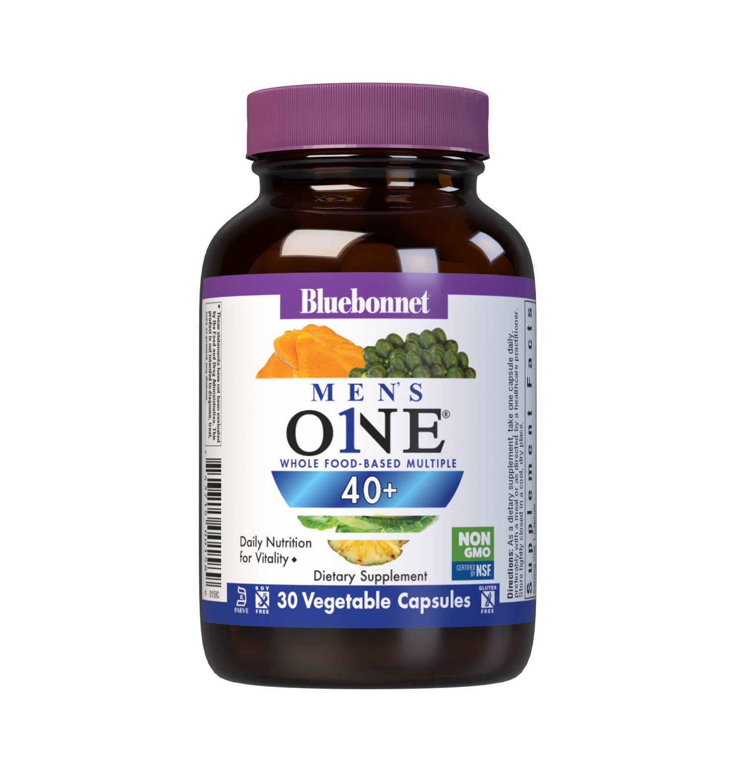Bluebonnet’s Men’s ONE 40+ Whole Food-Based Multiple 30 Vegetable Capsules are formulated for daily nutritional support and vitality for men over 40, helping to increase energy and vitality, aid joint comfort, maintain prostate health, and support heart health. #size_30 count