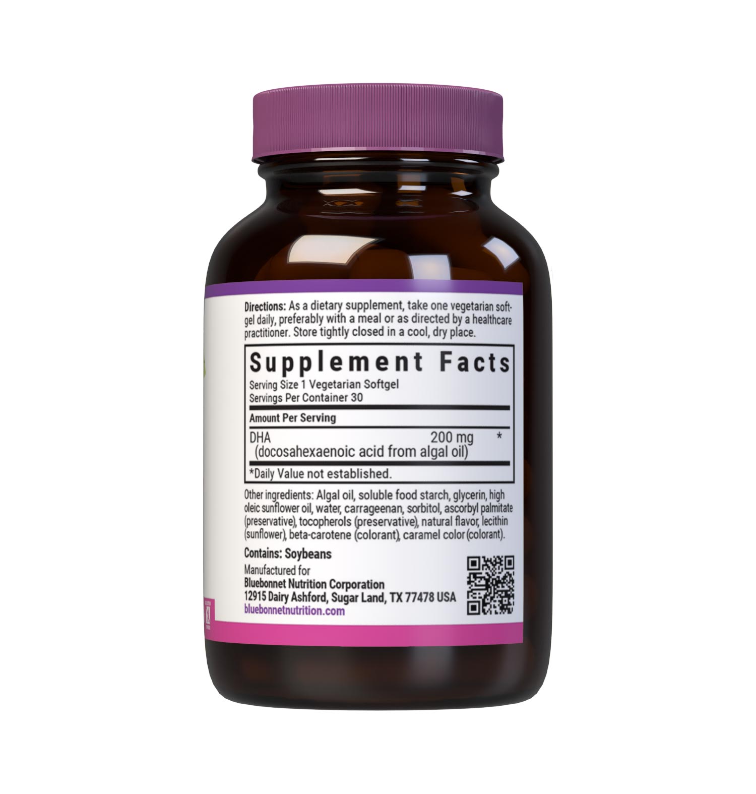 Bluebonnet's Ladies' One Prenatal DHA is formulated with life’sDHA®, a vegetable-based docosahexaenoic acid (DHA) in a triglyceride form derived from marine algae. Life’sDHA® is a complement to any woman’s diet during pregnancy and/or lactation. Supplement facts panel. #size_ 30 count