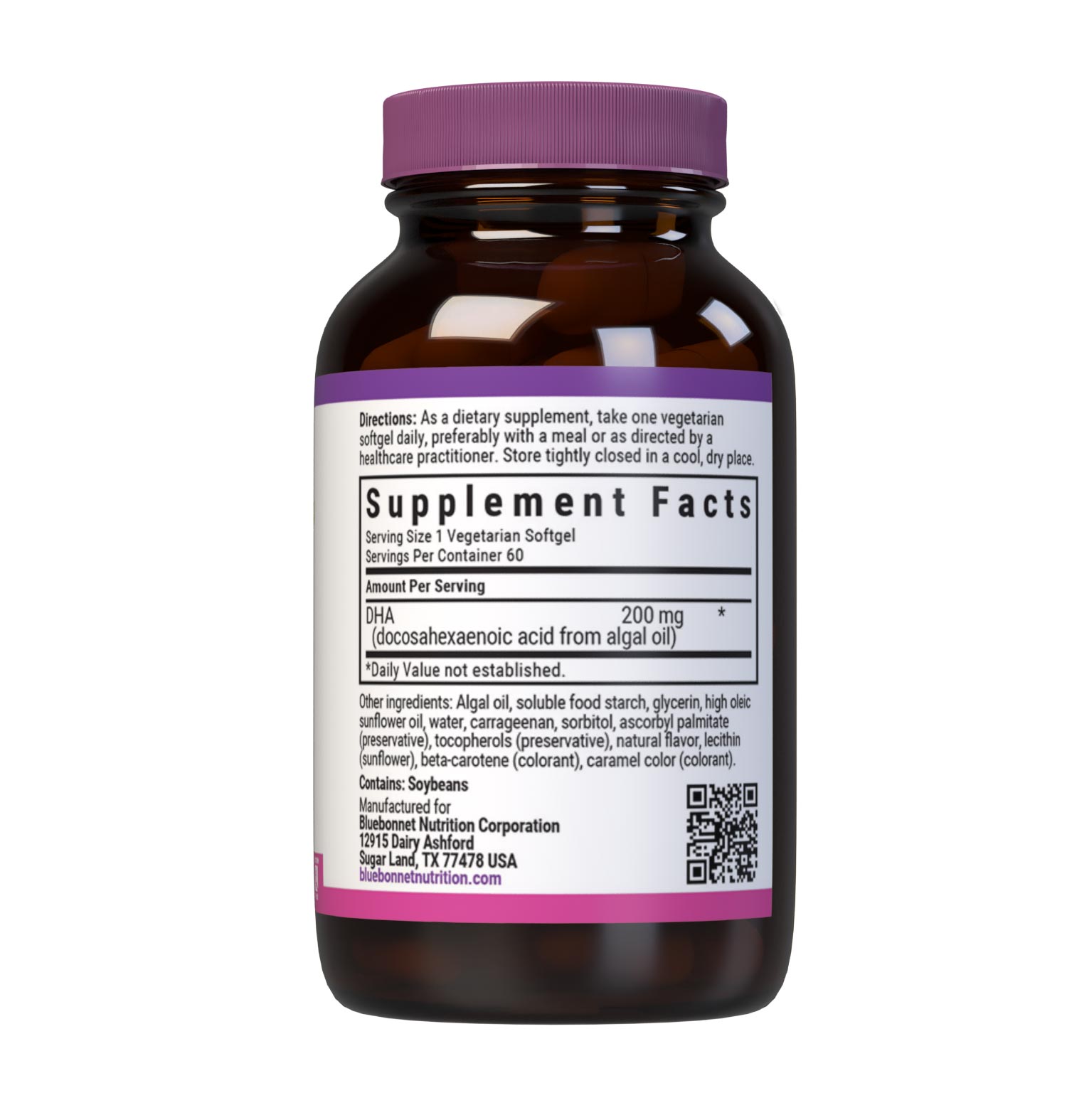 Bluebonnet's Ladies' One Prenatal DHA is formulated with life’sDHA®, a vegetable-based docosahexaenoic acid (DHA) in a triglyceride form derived from marine algae. Life’sDHA® is a complement to any woman’s diet during pregnancy and/or lactation. Supplement facts panel. #size_ 60 count