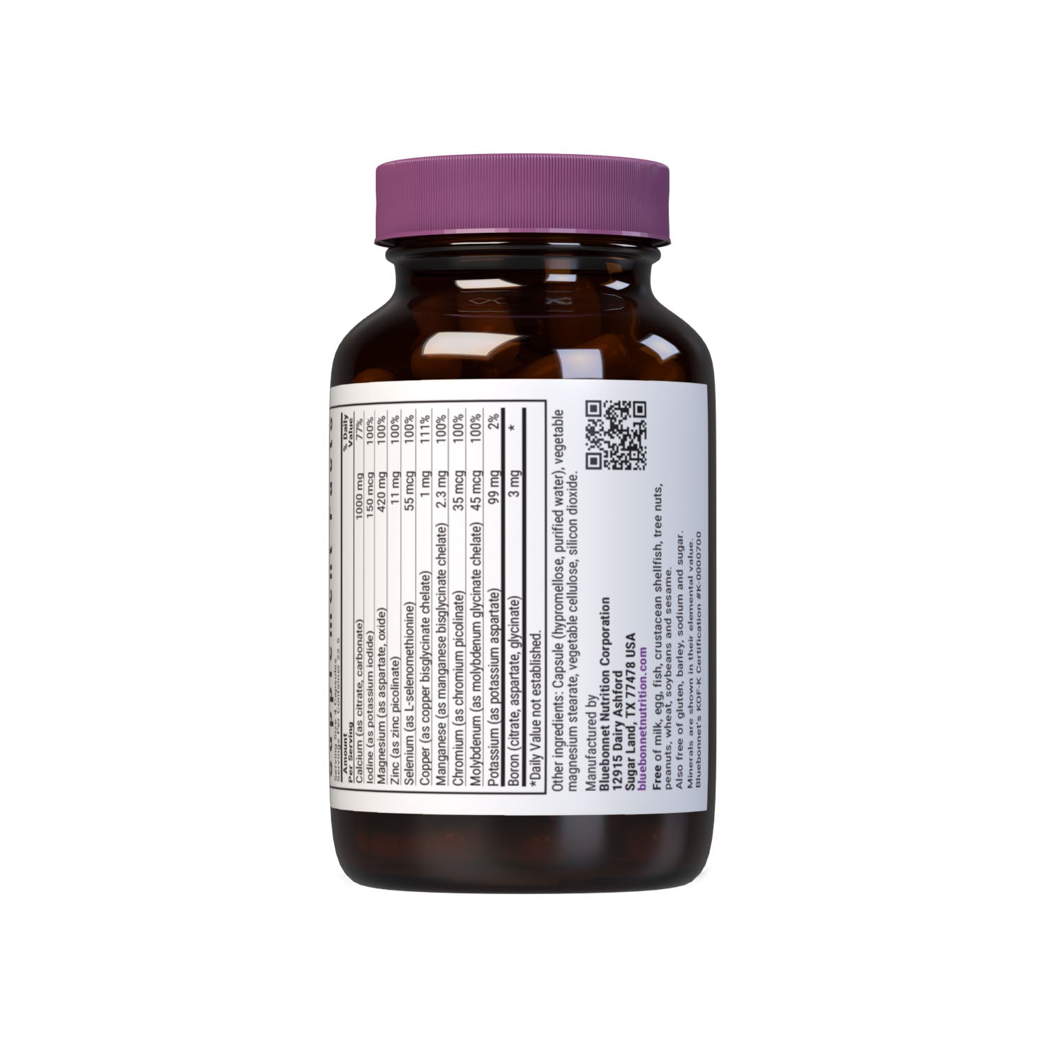 Bluebonnet’s Iron-Free Multiminerals & Boron (iron-free) 90 Vegetable Capsules are formulated with advanced chelating agents, including: aspartates, citrates, picolinates and histidinates for bone support. Supplement facts panel 2. #size_90 count