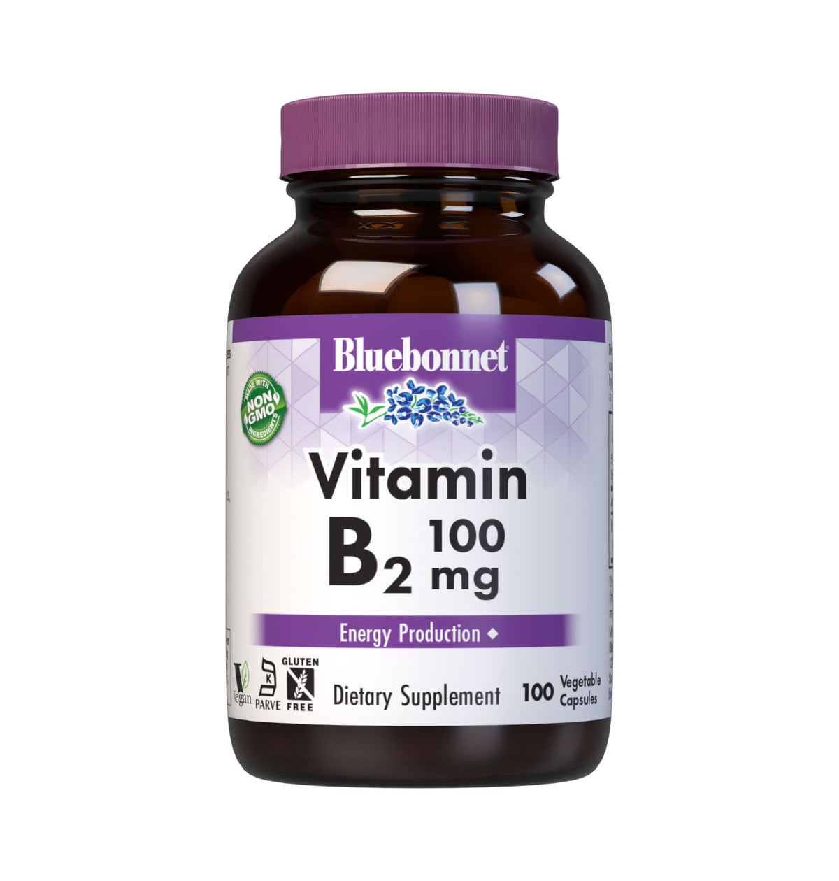 Bluebonnet’s Vitamin B2 100 mg Vegetable Capsules are formulated with vitamin B2 (riboflavin) in its crystalline form, which supports cellular energy production. #size_100 count