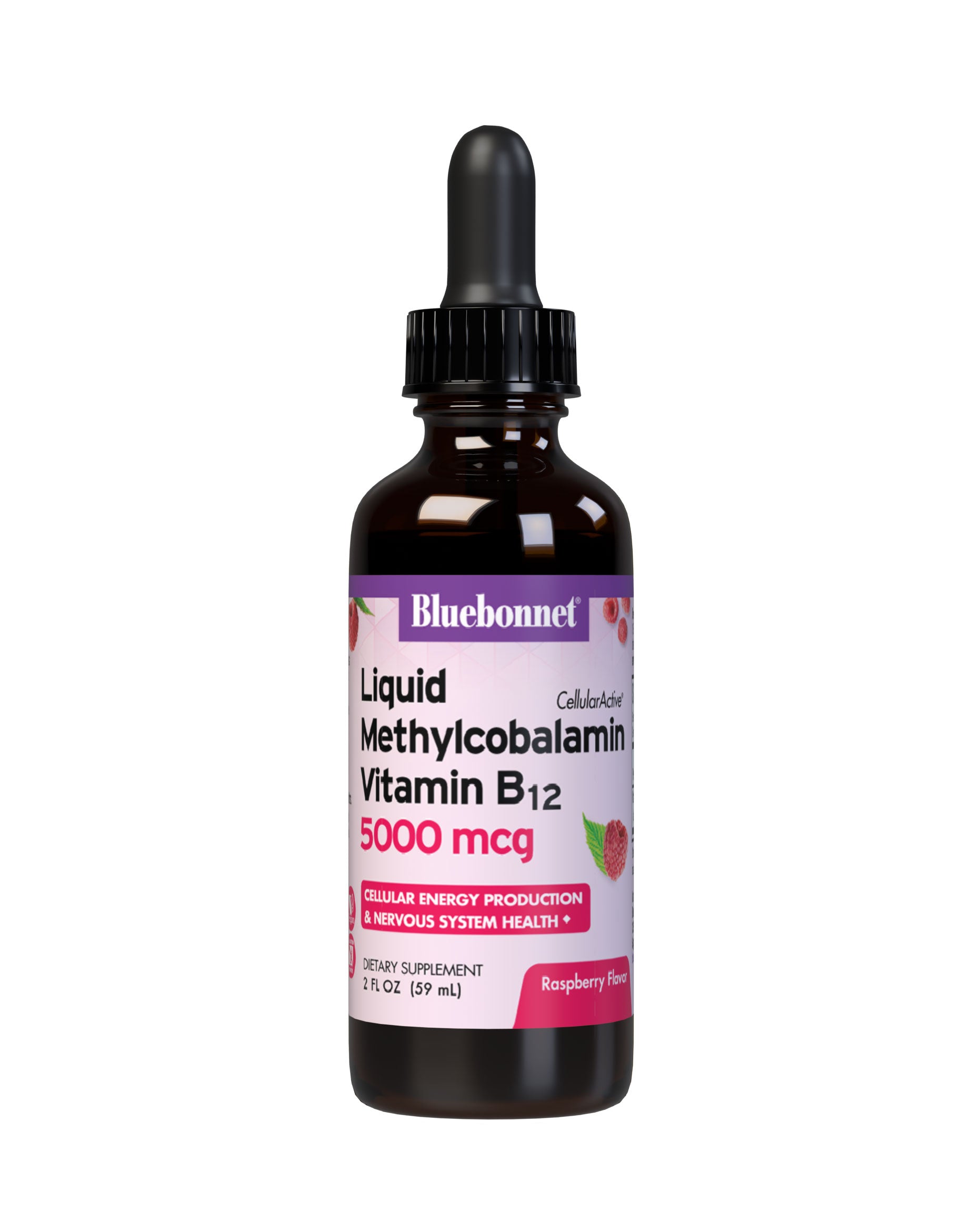 Bluebonnet’s Liquid CellularActive Methylcobalamin Vitamin B12 5000 mcg is formulated with fast-acting vitamin B12 as methylcobalamin, a coenzyme form of B12, which may be better utilized and better retained in the body. Vitamin B12 supports cellular energy production and nervous system health. #size_2 fl oz