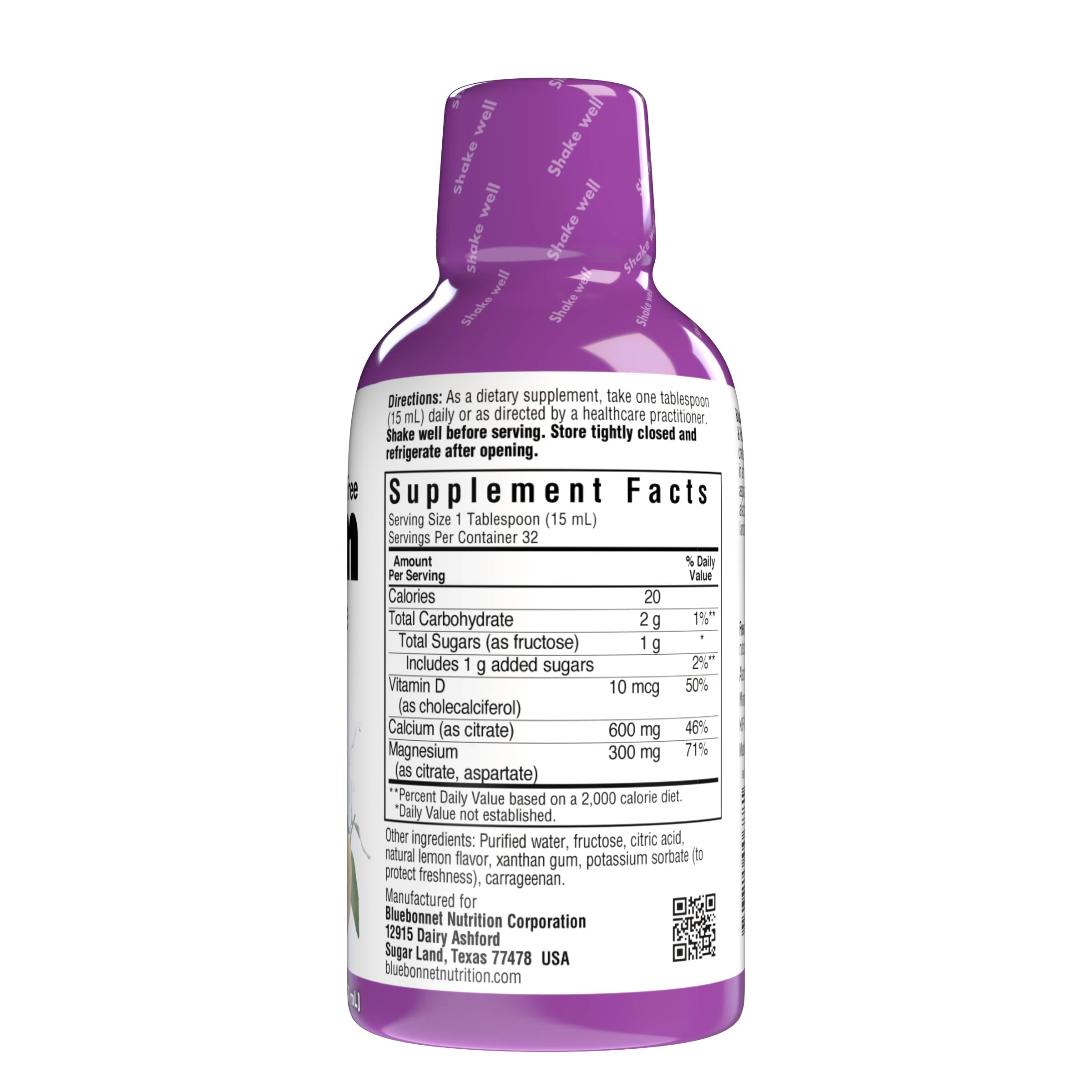 Bluebonnet's Liquid Calcium Magnesium Citrate with Vitamin D3 are formulated with calcium in a chelate of calcium citrate, as well as magnesium in a chelate of magnesium citrate and magnesium aspartate in a delicious lemon flavor. Plus, this formula are formulated with vitamin D3 (cholecalciferol) from lanolin for strong healthy bones. Supplement facts panel. #flavor_lemon