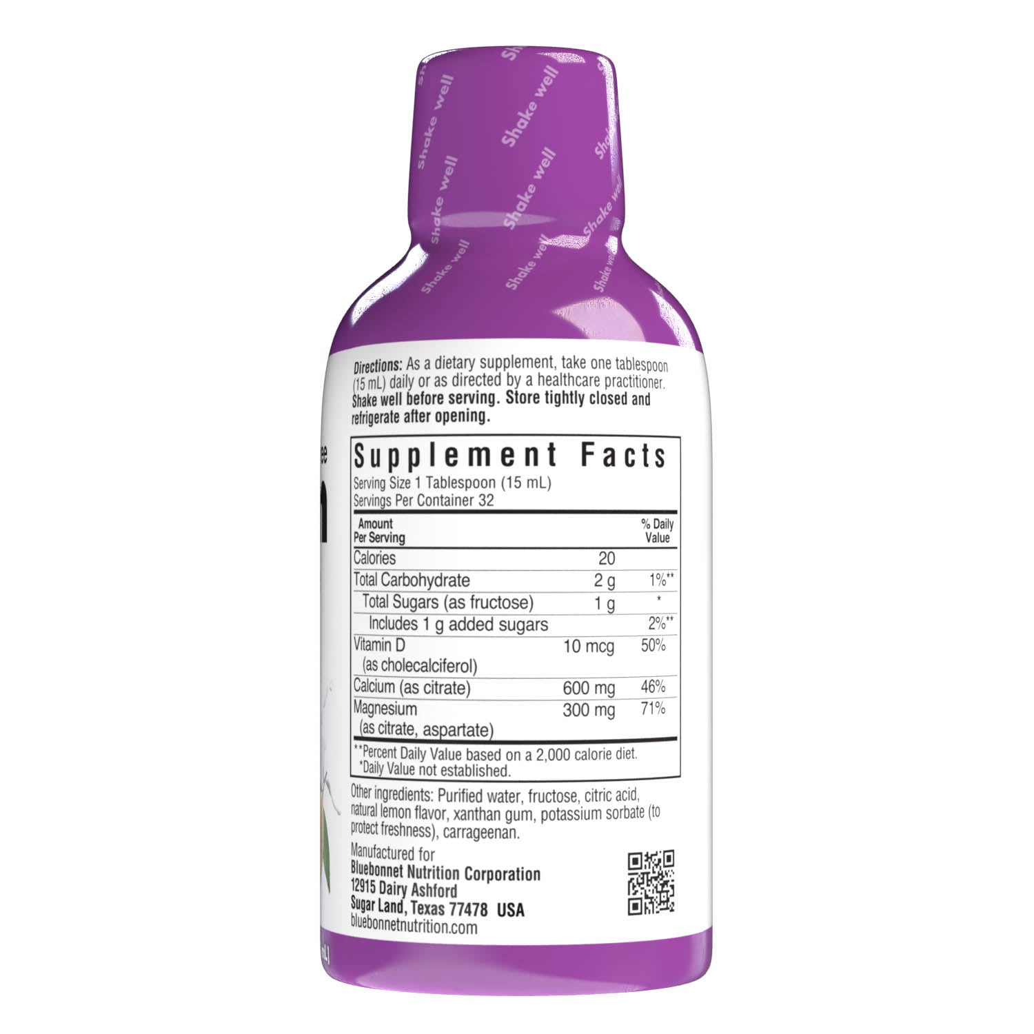 Bluebonnet's Liquid Calcium Magnesium Citrate with Vitamin D3 are formulated with calcium in a chelate of calcium citrate, as well as magnesium in a chelate of magnesium citrate and magnesium aspartate in a delicious lemon flavor. Plus, this formula are formulated with vitamin D3 (cholecalciferol) from lanolin for strong healthy bones. Supplement facts panel. #flavor_lemon