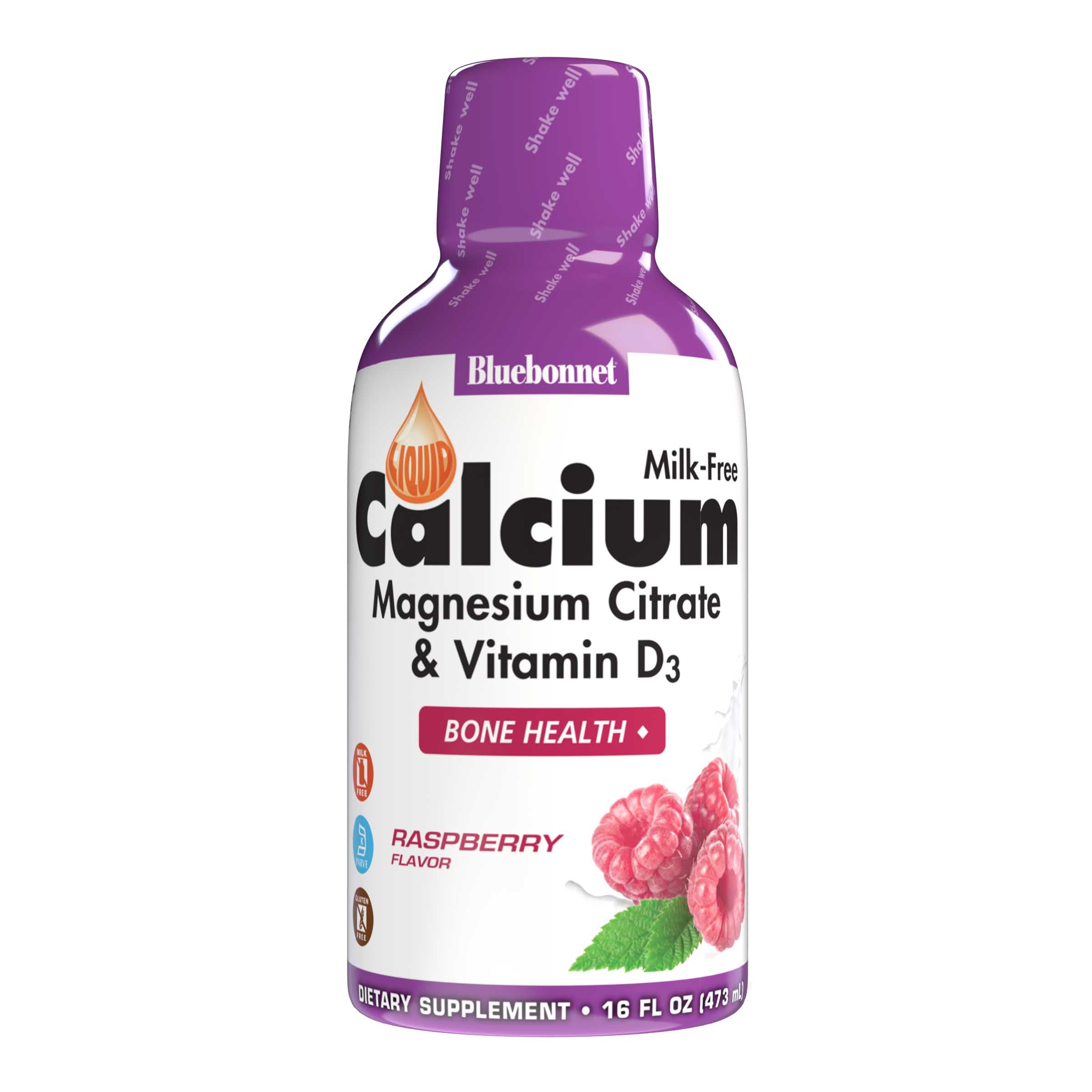 Bluebonnet's Liquid Calcium Magnesium Citrate with Vitamin D3 are formulated with calcium in a chelate of calcium citrate, as well as magnesium in a chelate of magnesium citrate and magnesium aspartate in a delicious raspberry flavor. Plus, this formula are formulated with vitamin D3 (cholecalciferol) from lanolin for strong healthy bones. #flavor_raspberry