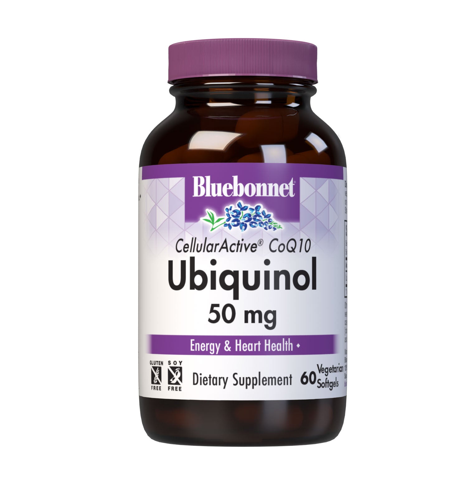 Bluebonnet’s Cellular Active CoQ10 Ubiquinol 60 Vegetarian Softgels are formulated with 50 mg of the active antioxidant form of CoQ10 (ubiquinol), which may support energy levels and heart health. #size_60 count