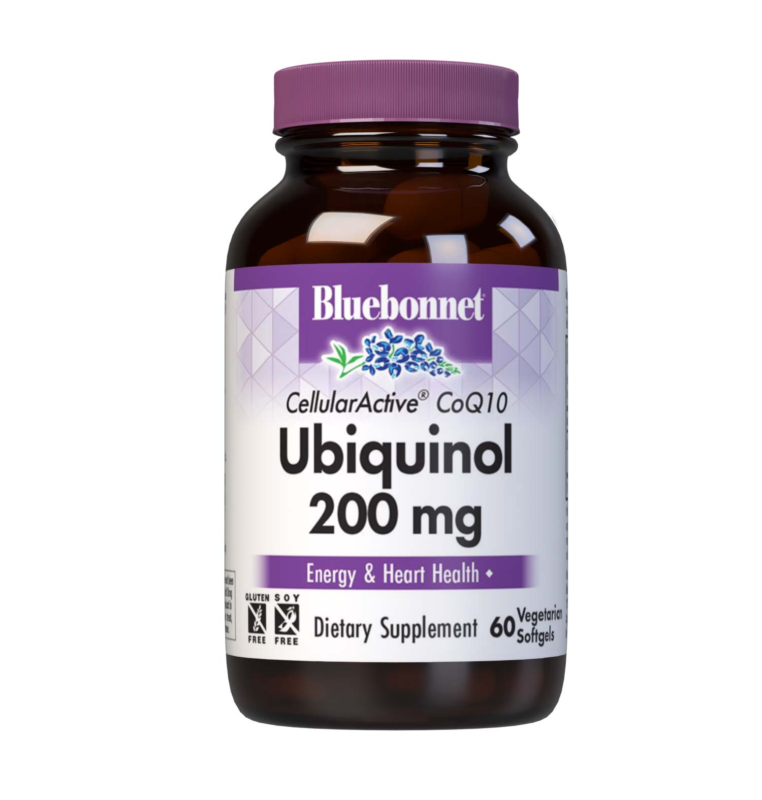 Bluebonnet’s Cellular Active CoQ10 Ubiquinol 60 Vegetarian Softgels are formulated with 200 mg of the active antioxidant form of CoQ10 (ubiquinol), which may support energy levels and heart health. #size_60 count