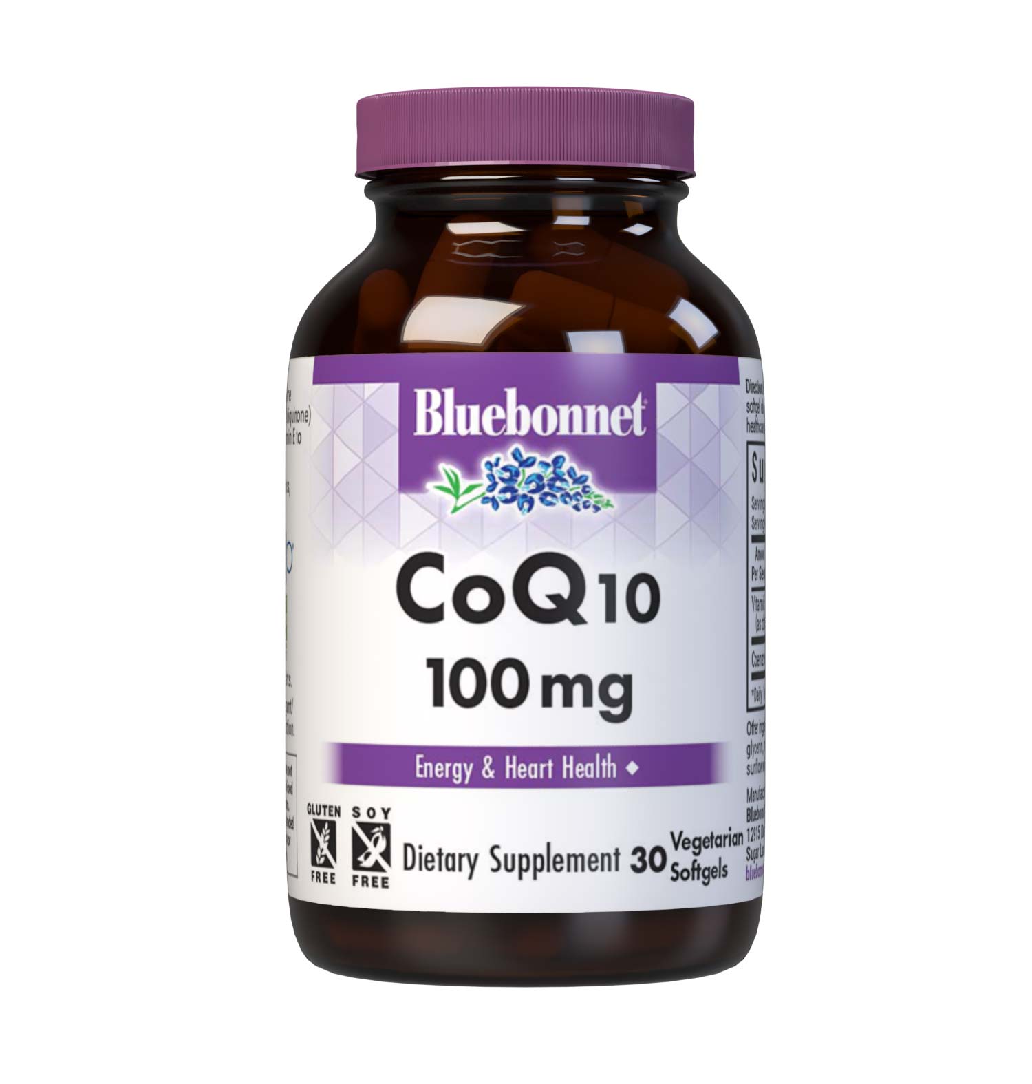 Bluebonnet’s CoQ10 100 mg 30 Vegetarian Softgels are formulated with the trans-isomer form of CoQ10 (ubiquinone) in a base of non-GMO sunflower oil along with vitamin E to support energy levels and cardiovascular health. #size_30 count