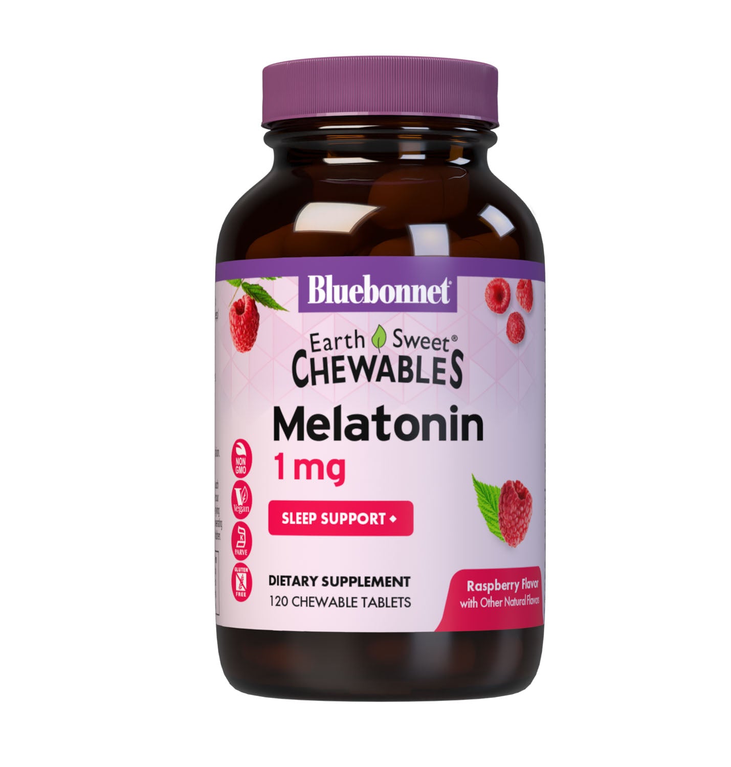 Bluebonnt's Earthsweet Chewables Melatonin 1 mg 120 tablets help to minimize occasional sleeplessness for those affected by distrubed sleep/wake cycles, such as those travelling across multiple time zones. #size_120 count