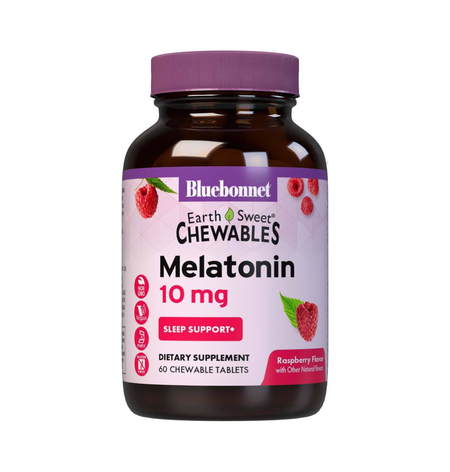 Bluebonnet’s EarthSweet Chewables Melatonin 10 mg 60 Tablets help minimize occasional sleeplessness for those affected by disturbed sleep/wake cycles, such as those traveling across multiple time zones. This product is sweetened with EarthSweet, a proprietary mix of fruit powders and sugar cane crystals. #size_60 count