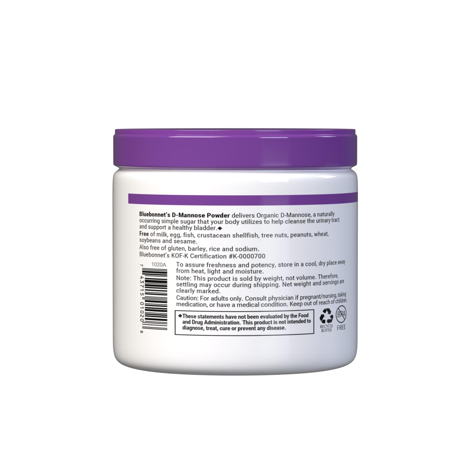 D-mannose easy-to-mix powder, 6.1 oz, description panel