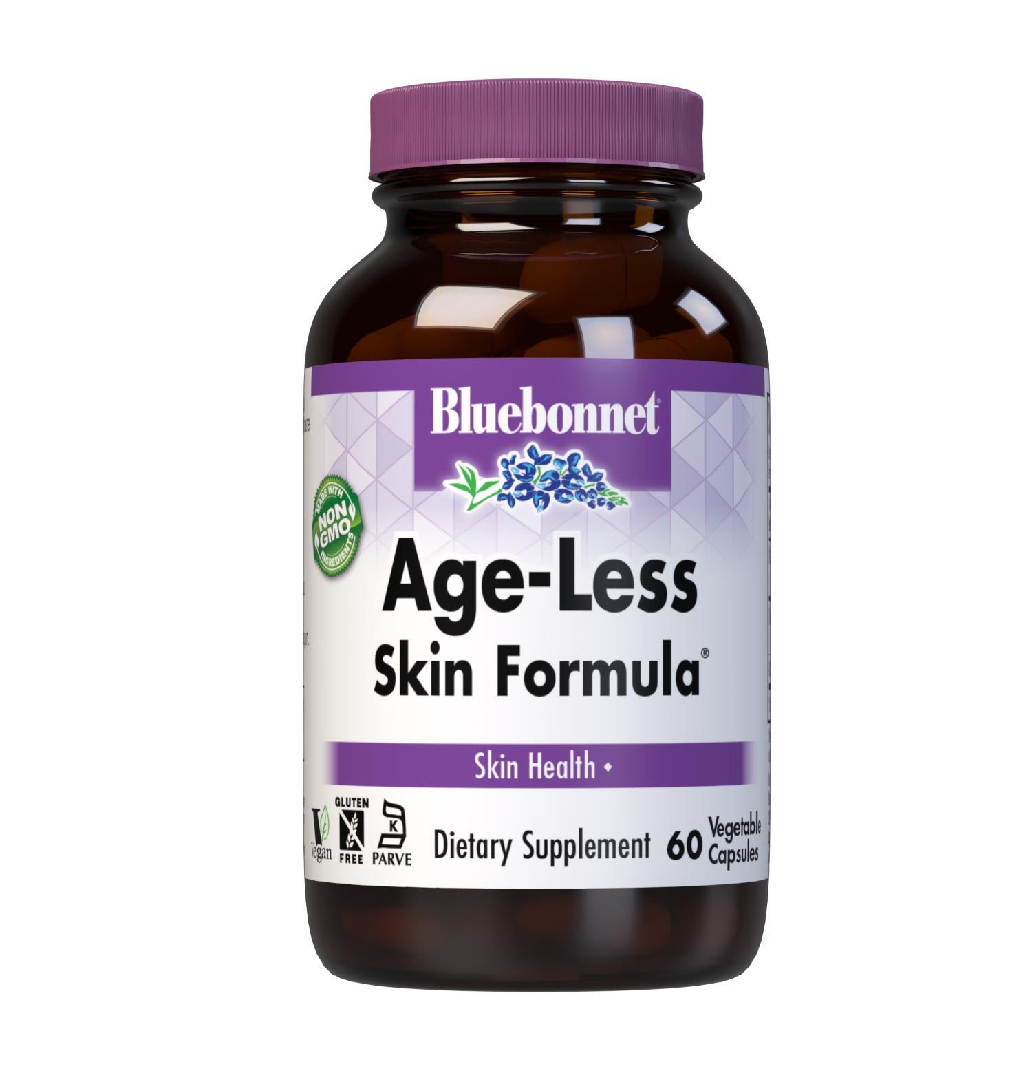 Bluebonnet’s Age-Less Skin Formula 60 Vegetable Capsules are formulated with a combination of vitamin C from ascorbyl palmitate, DMAE and alpha lipoic acid to help support skin health by boosting collagen production. #size_60 count