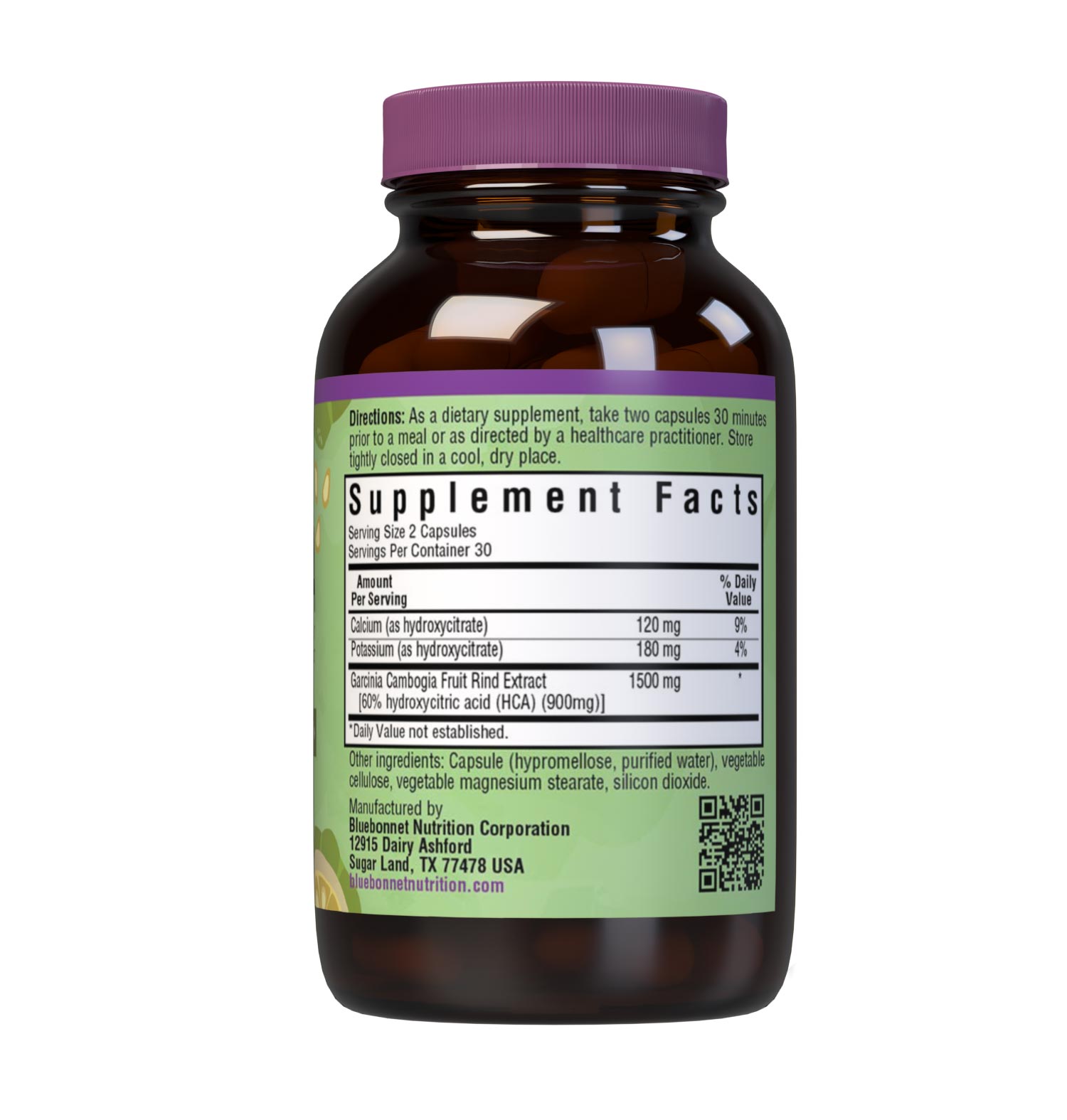 Bluebonnet’s Super Fruit Garcinia Cambogia Fruit Rind Extract 60 Vegetable Capsules are formulated with a patented Garcinia cambogia extract, known as Super CitriMax, that is standardized for 60% hydroxycitric acid (HCA). When combined with proper diet and exercise, HCA may support healthy weight management by inhibiting fat production, burning fat, and curbing appetite. Supplement facts panel. #size_60 count