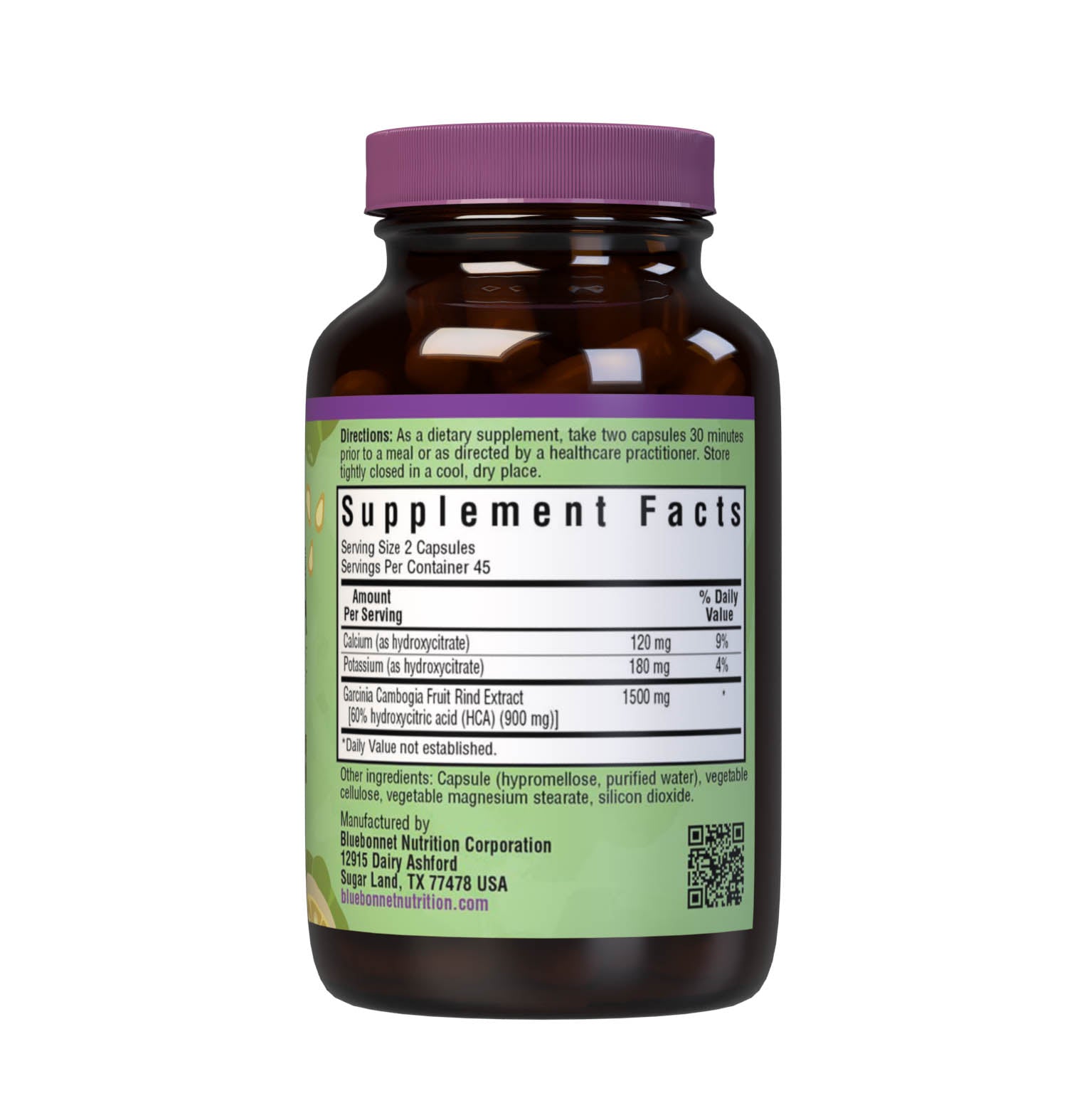 Bluebonnet’s Super Fruit Garcinia Cambogia Fruit Rind Extract 90 Vegetable Capsules are formulated with a patented Garcinia cambogia extract, known as Super CitriMax, that is standardized for 60% hydroxycitric acid (HCA). When combined with proper diet and exercise, HCA may support healthy weight management by inhibiting fat production, burning fat, and curbing appetite. Supplement facts panel. #size_90 count