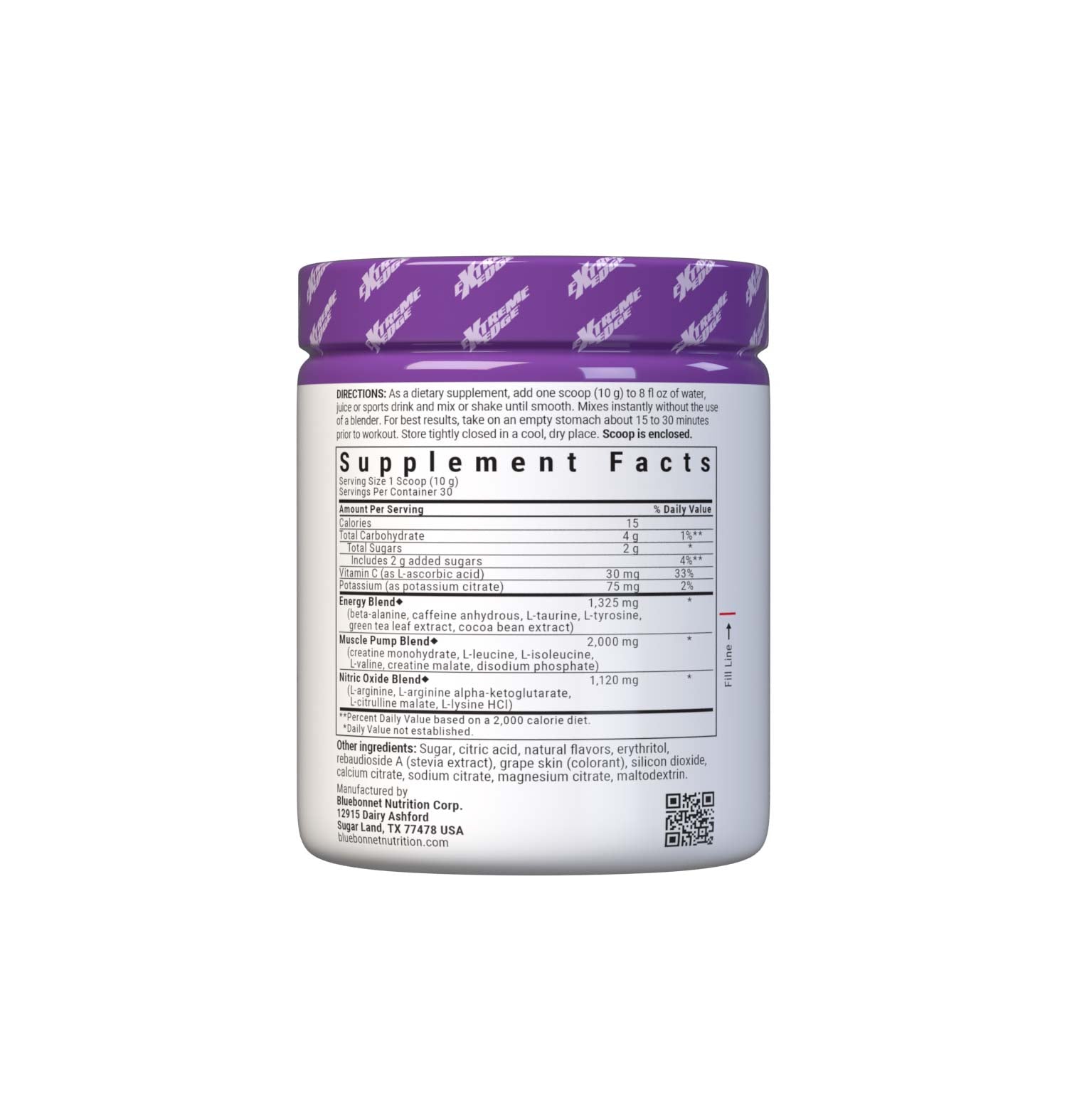 Bluebonnet's Grape Flavored Pre Workout powder is designed to be one of the most comprehensive, muscle recharging formulas ever created. This triple-turbo, super-charged formula generates high energy, sharpens mental concentration, and increases nitric oxide (NO) levels for greater blood flow and intense muscle pumps. Supplement facts panel. #size_0.66 lb