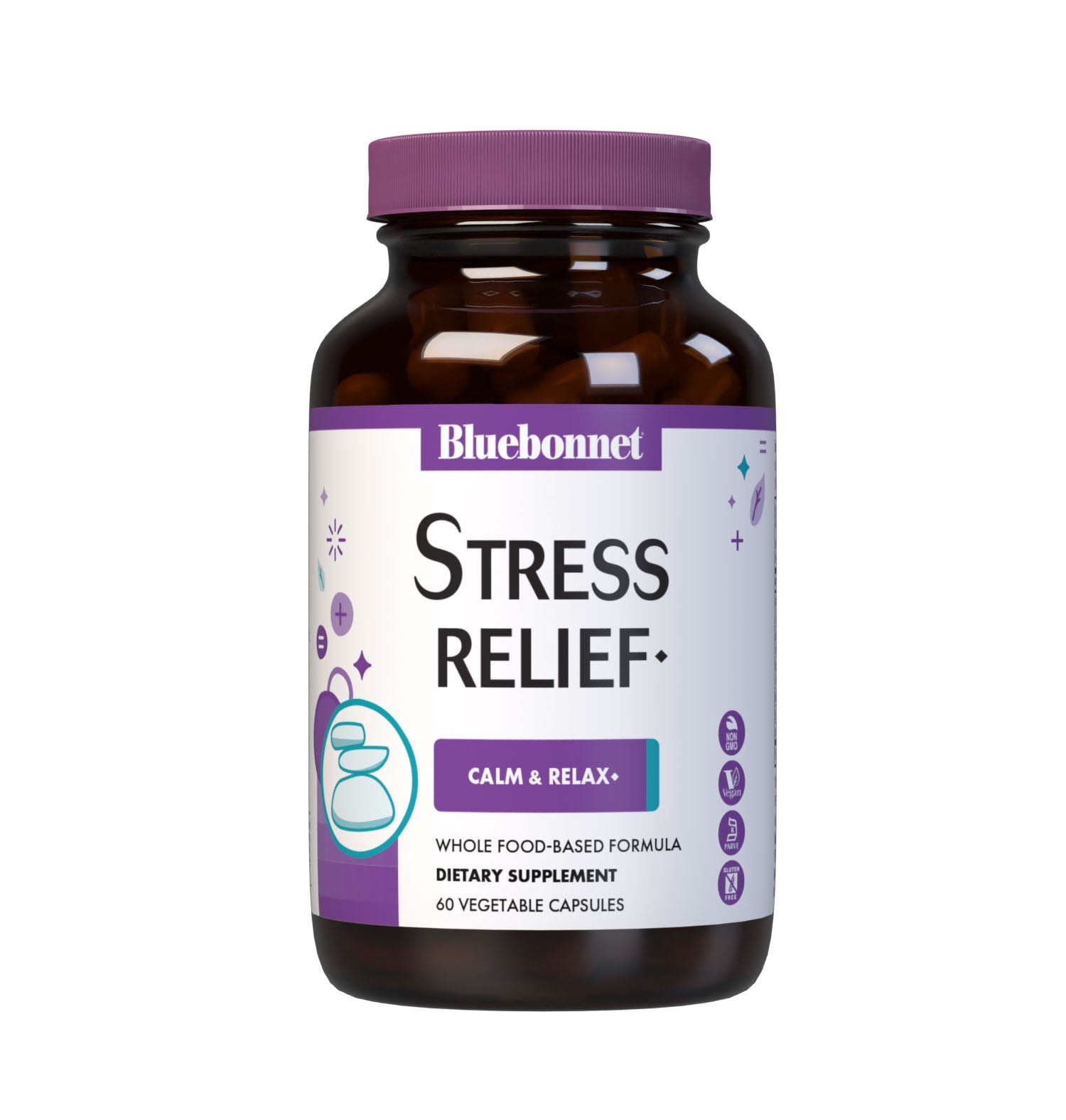 Bluebonnet’s Targeted Choice Stress Relief 60 Vegetable Capsules are specially formulated with a unique blend of sustainably harvested or wildcrafted herbal extracts, along with the amino acid derivative, L-theanine, to help the body and mind adapt and cope with occasional stressors while promoting an overall sense of relaxation. #size_60 count