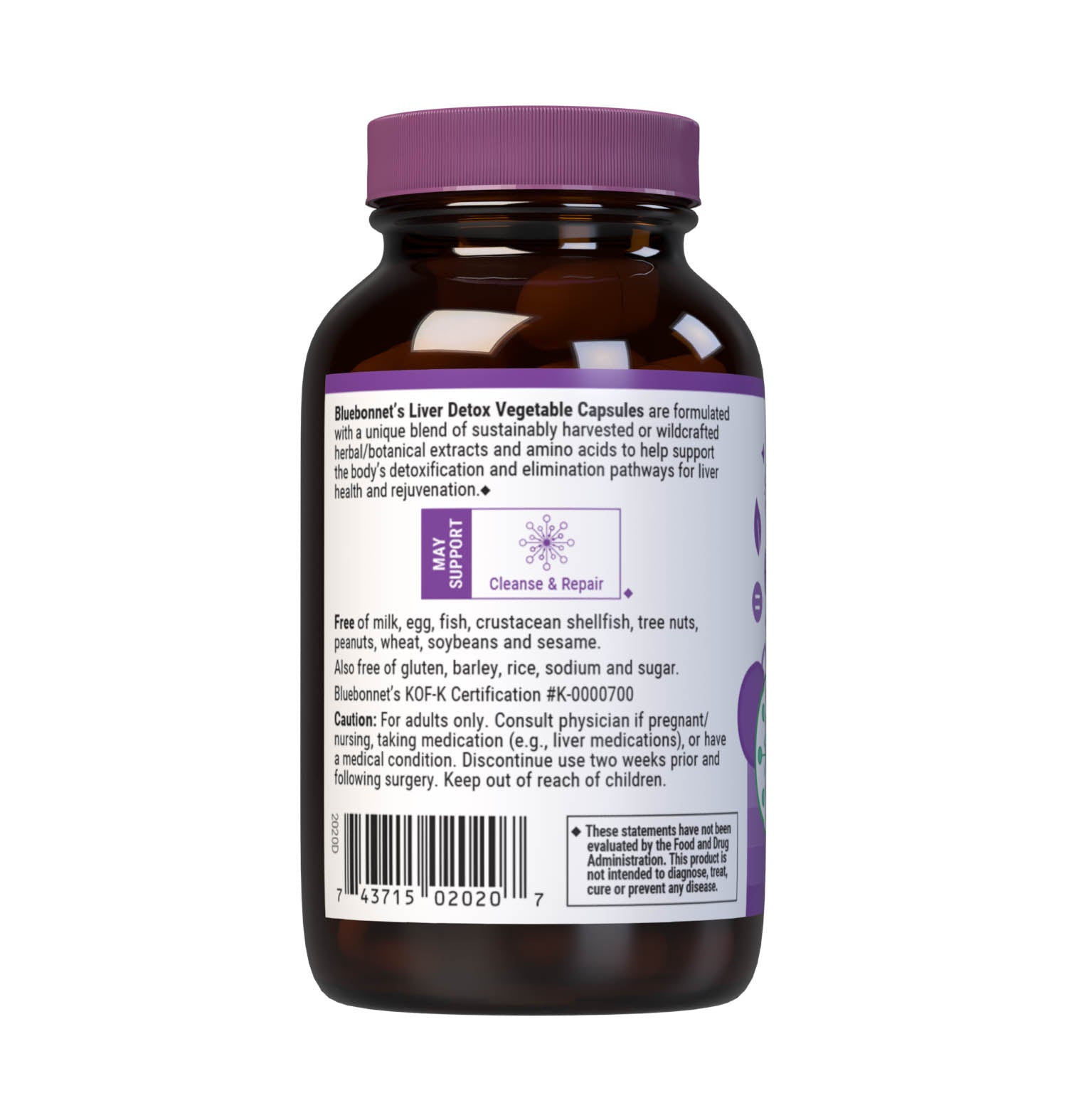 Bluebonnet’s Targeted Choice Liver Detox 30 Vegetable Capsules are specially formulated with a unique blend of amino acids and sustainably harvested or wildcrafted herbal extracts to support the body’s detoxification and elimination pathways by promoting a healthy liver and delivering effective antioxidant protection. Description panel. #Size_30 count