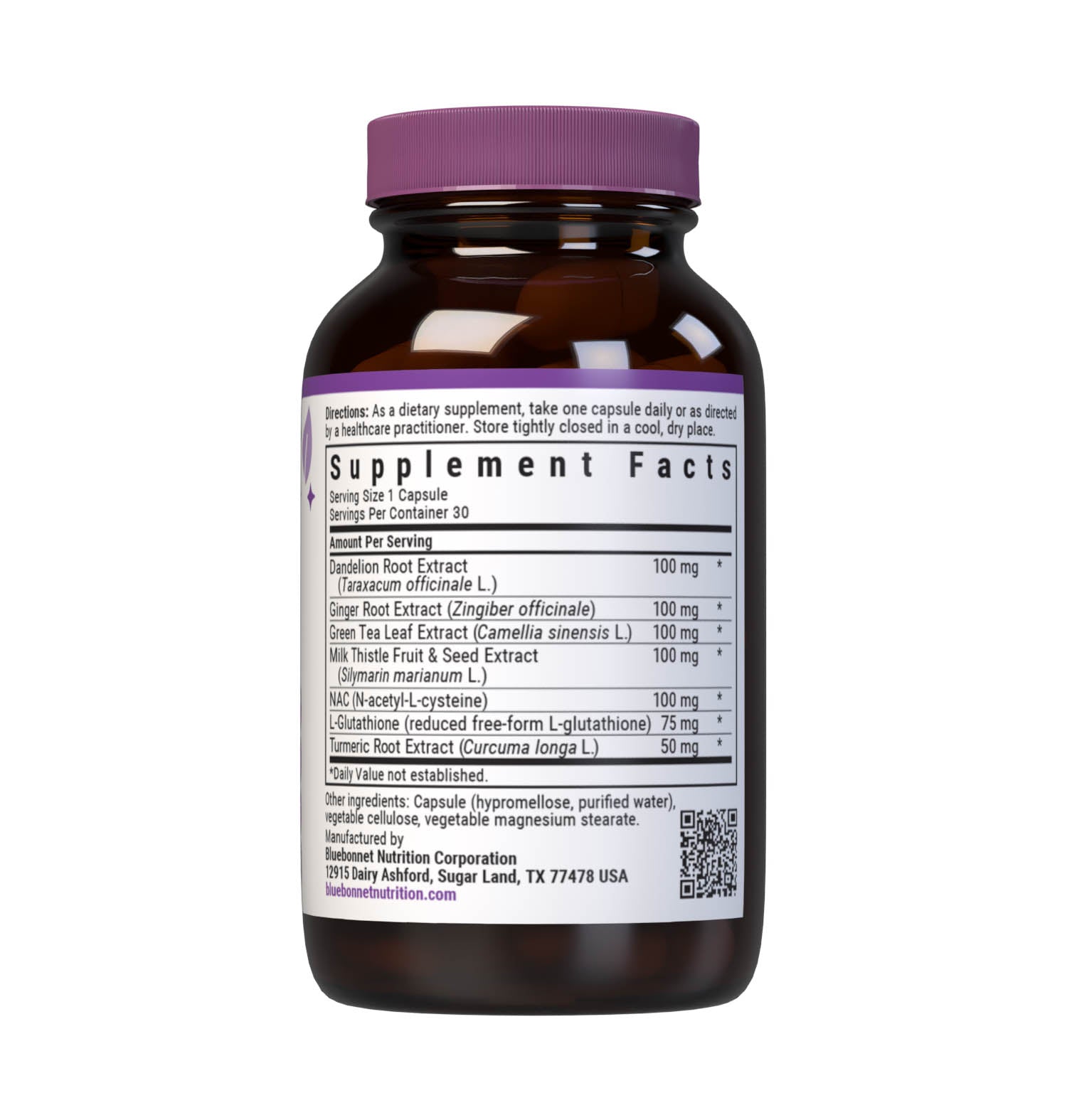 Bluebonnet’s Targeted Choice Liver Detox 30 Vegetable Capsules are specially formulated with a unique blend of amino acids and sustainably harvested or wildcrafted herbal extracts to support the body’s detoxification and elimination pathways by promoting a healthy liver and delivering effective antioxidant protection. Supplement facts panel. #Size_30 count