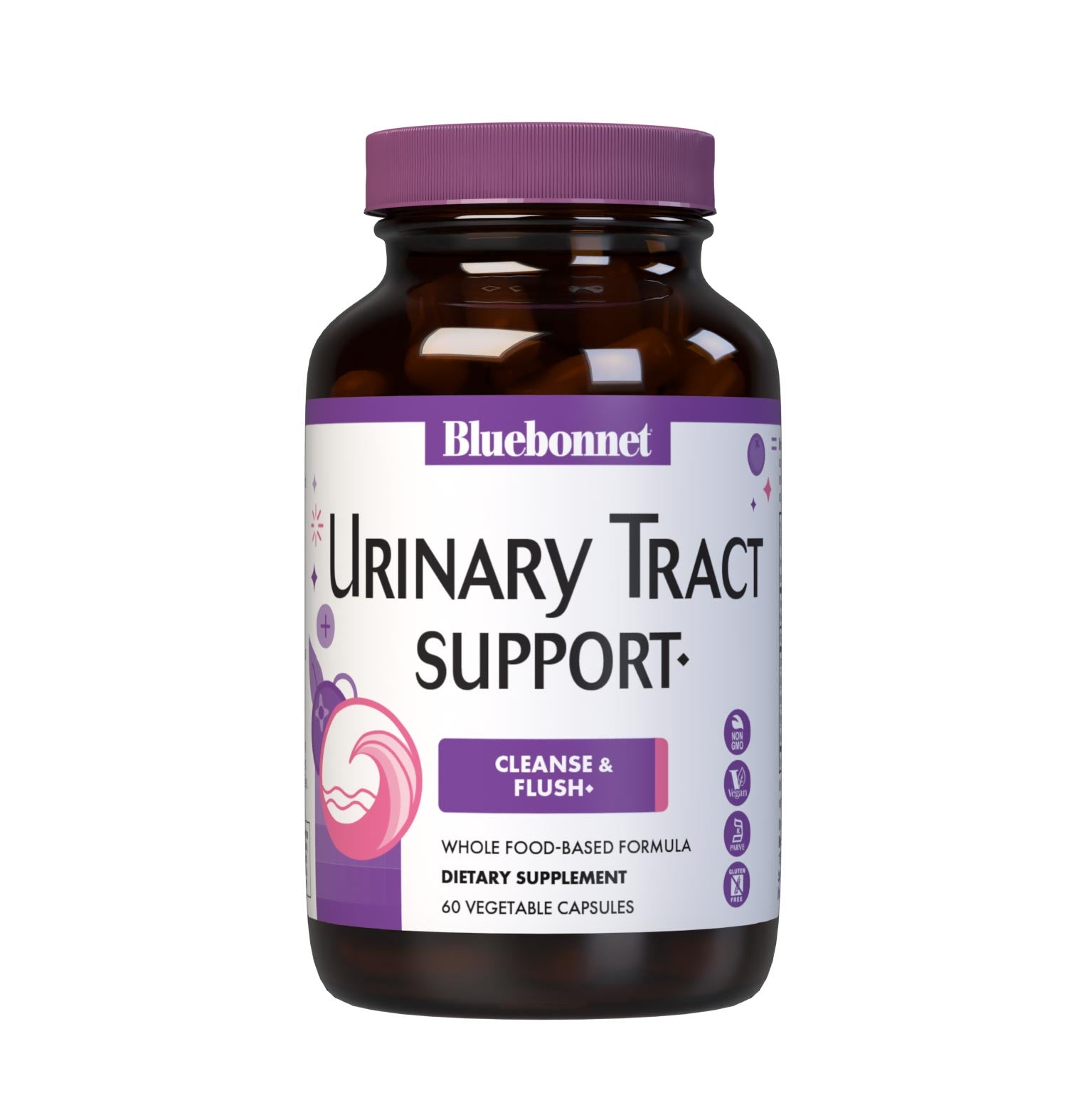 Bluebonnet’s Targeted Choice Urinary Tract Support Capsules are specially formulated with a blend of D-mannose, cranberry fruit extract and identity-preserved (IP) vitamin C along with complementary, sustainably harvested or wildcrafted herbs and botanicals. This soothing maintenance formula helps support a healthy urinary tract by flushing waste from the system and providing a nourishing environment for healthy flora to thrive. #size_60 count