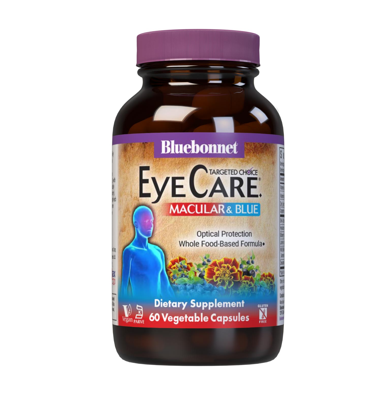 Bluebonnet’s Targeted Choice EyeCare 60 Vegetable Capsules are specially formulated to help protect eyes from blue light (e.g., LED) with the clinically studied nutrients, as well as hyaluronic acid and sustainably harvested or wildcrafted super fruits. Shielding the eyes from photo stress caused by blue light from high tech devices like computer, smartphone and tablet screens may improve visual performance and support healthy eyes for years to come. #size_60 count