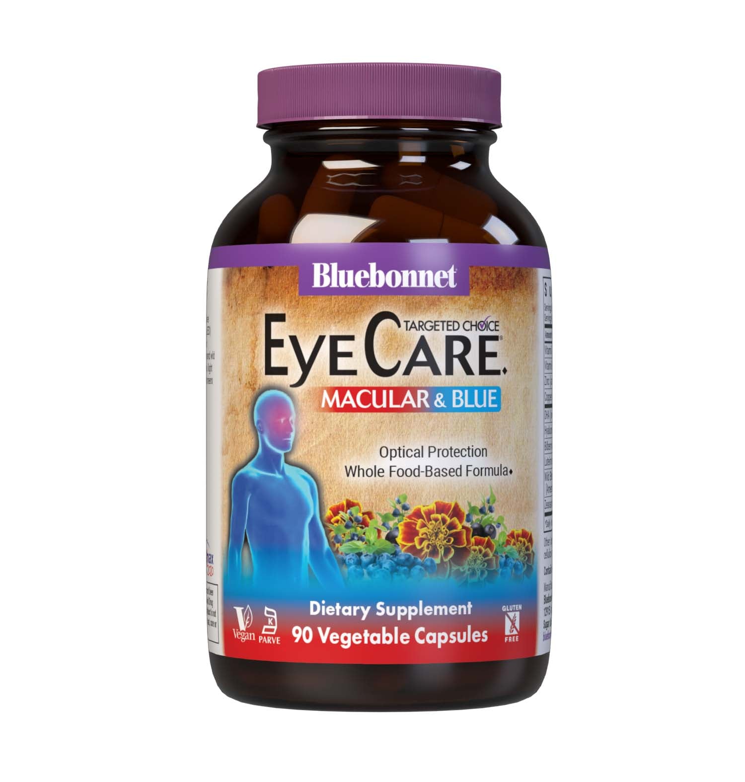 Bluebonnet’s Targeted Choice EyeCare 90 Vegetable Capsules are specially formulated to help protect eyes from blue light (e.g., LED) with the clinically studied nutrients, as well as hyaluronic acid and sustainably harvested or wildcrafted super fruits. Shielding the eyes from photo stress caed by blue light from high tech devices like computer, smartphone and tablet screens mausy improve visual performance and support healthy eyes for years to come. #size_90 count