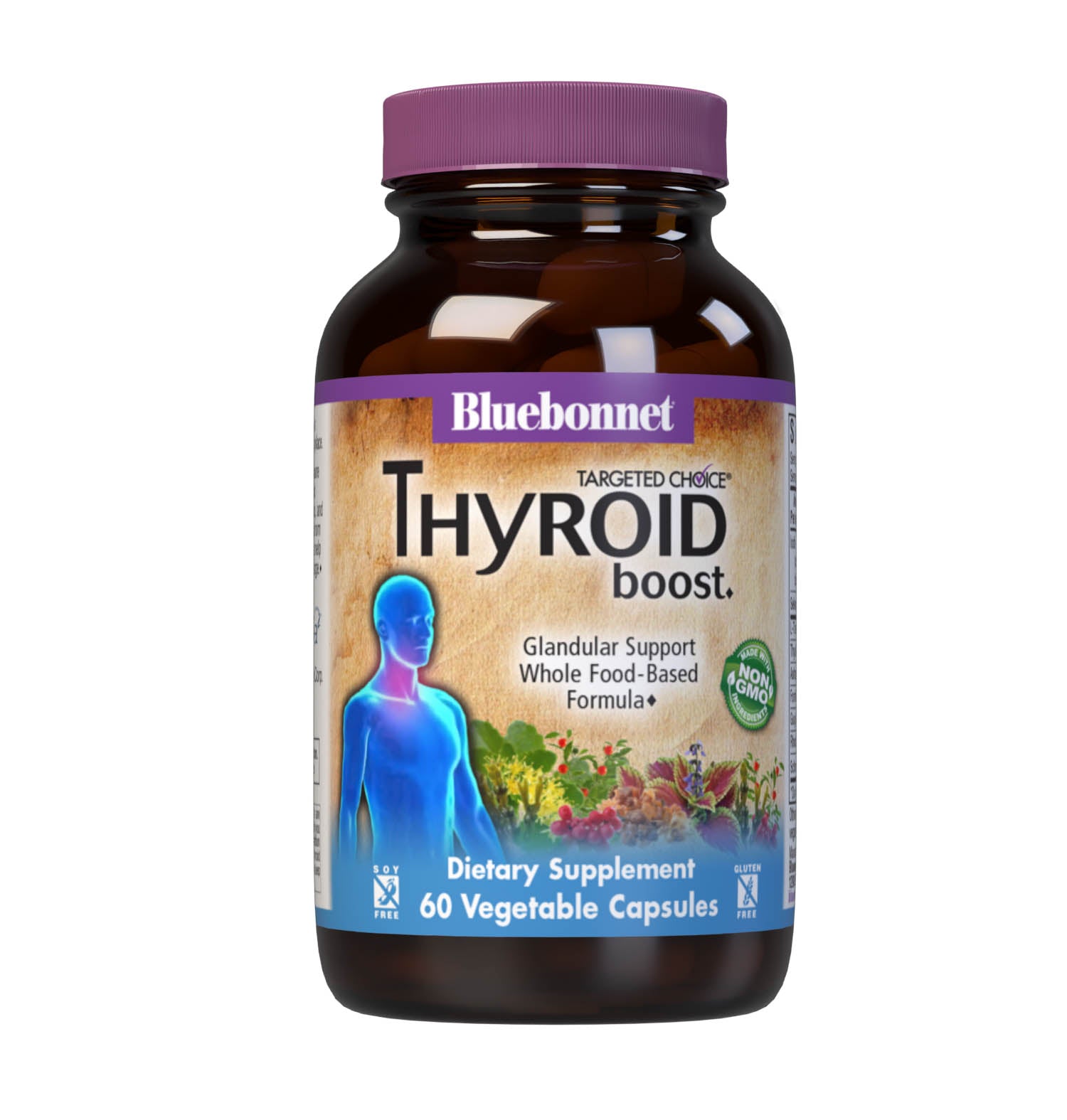 Bluebonnet’s Targeted Choice Thyroid Boost 60 Vegetable Capsules are specially formulated with unique, sustainably harvested or wildcrafted botanical extracts, free-form L-tyrosine, as well as iodine from a proprietary blend of glandular powder, potassium iodide and brown seaweeds to help maintain healthy thyroid hormone levels that are within the normal range.  #size_60 count