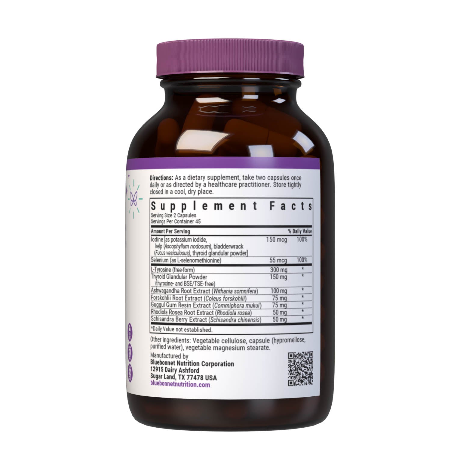 Bluebonnet’s Targeted Choice Thyroid Boost 90 Vegetable Capsules are specially formulated with unique, sustainably harvested or wildcrafted botanical extracts, free-form L-tyrosine, as well as iodine from a proprietary blend of glandular powder, potassium iodide and brown seaweeds to help maintain healthy thyroid hormone levels that are within the normal range. Supplement facts panel. #size_90 count