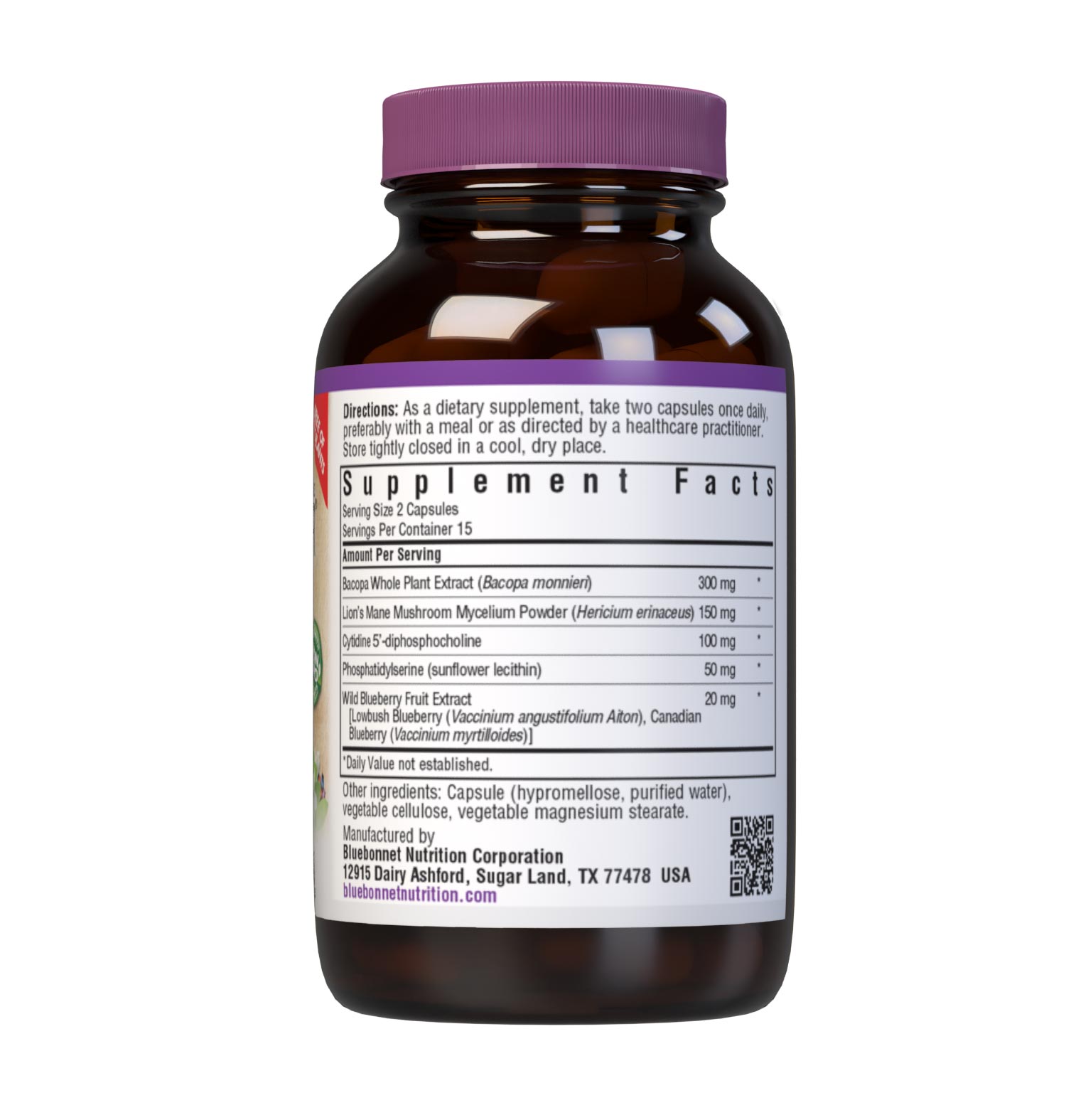 Bluebonnet’s Targeted Choice Brain Power 30 Vegetable Capsules are specially formulated with a unique blend of sustainably harvested or wildcrafted herbal extracts and other neuro-nutrients to help support the brain's proper response to stress and communication between nerve cells. Supplement facts panel. #size_30 count