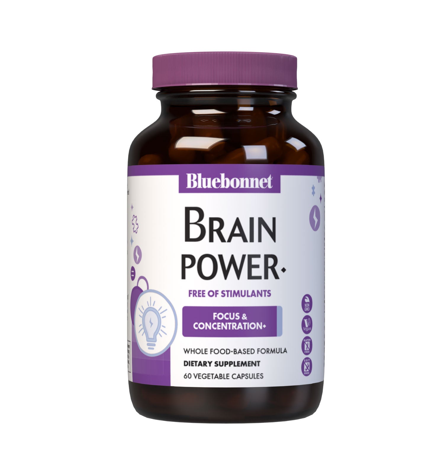 Bluebonnet’s Targeted Choice Brain Power 60 Vegetable Capsules are specially formulated with a unique blend of sustainably harvested or wildcrafted herbal extracts and other neuro-nutrients to help support the brain's proper response to stress and communication between nerve cells. #size_60 count