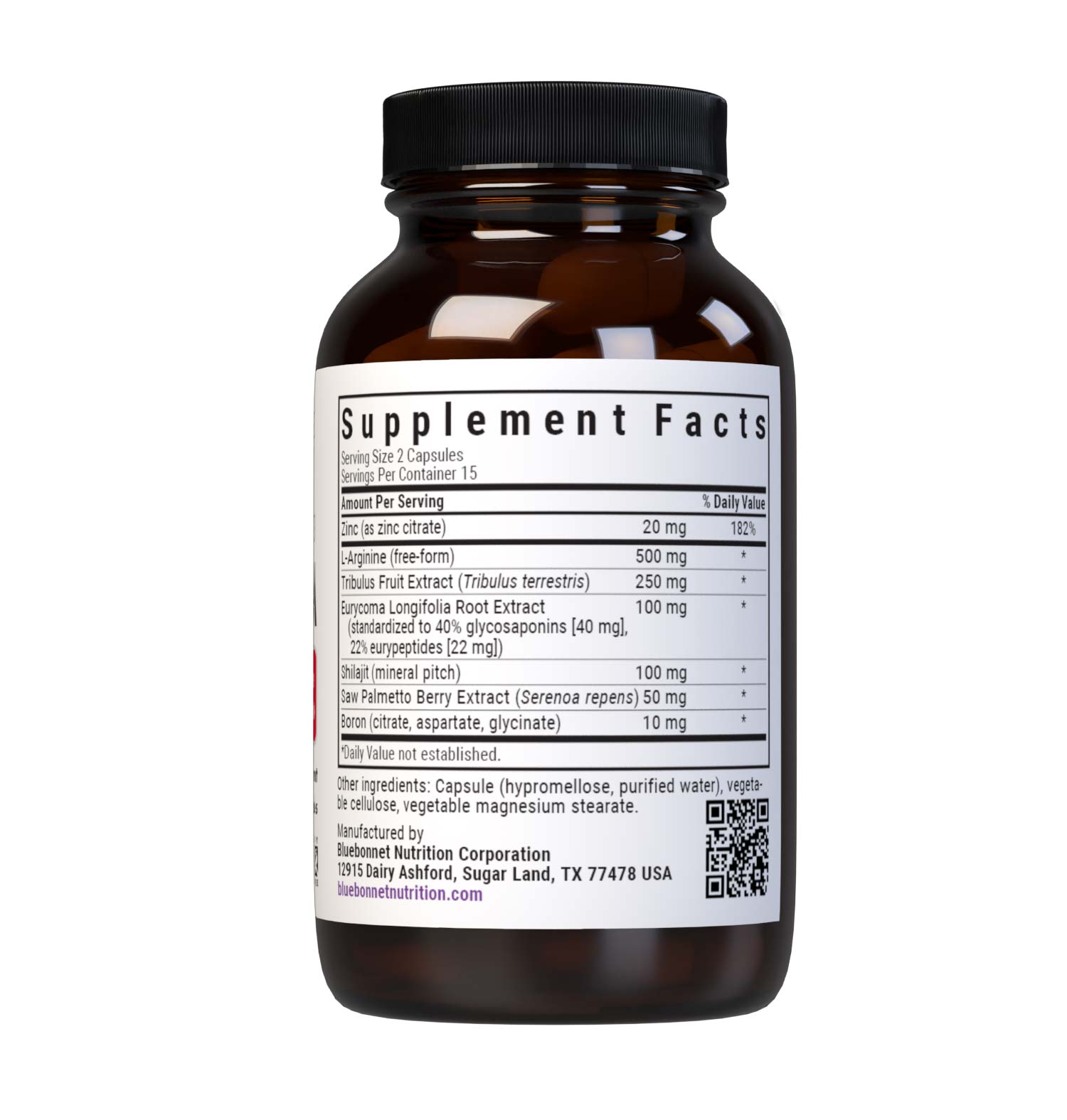 Bluebonnet’s Intimate Essentials For Him Testosterone & Libido Boost Vegetable Capsules are specially formulated to help stimulate a man’s sexual chemistry by amplifying testosterone and libido levels. Supplement facts panel. #size_30 count