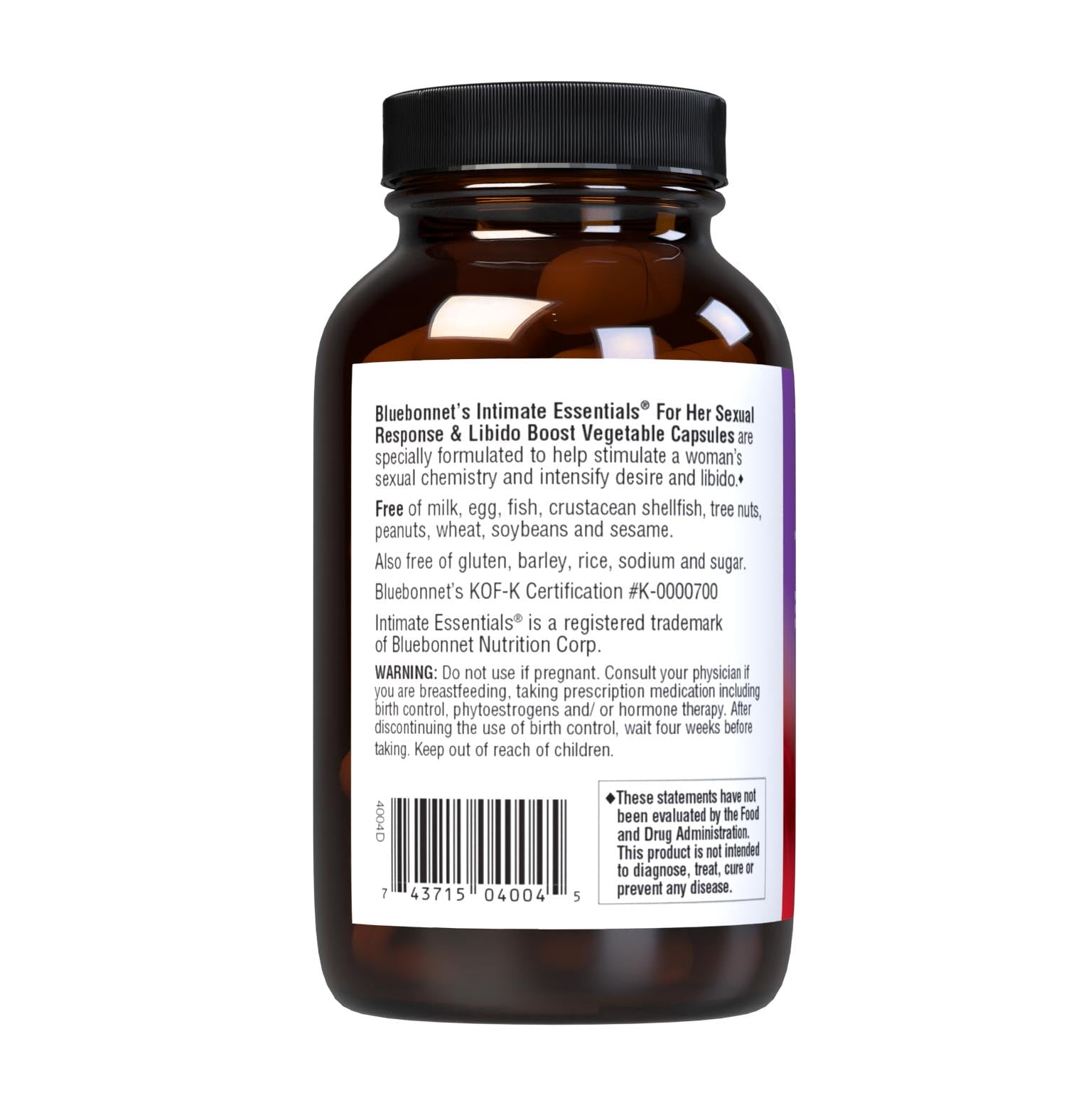 Bluebonnet’s Intimate Essentials For Her Sexual Response & Libido Boost Vegetable Capsules are specially formulated to help stimulate a woman’s sexual chemistry and intensify desire and libido. Description panel. #size_30 count