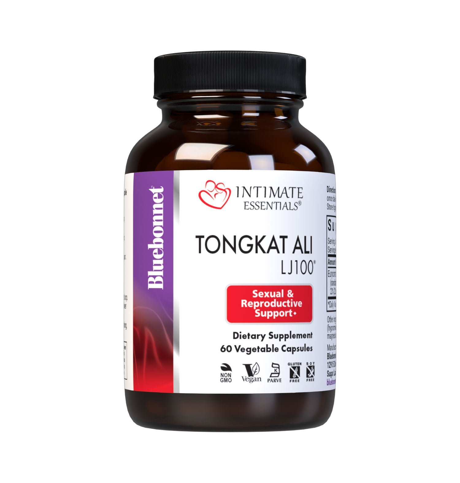Bluebonnet’s Intimate Essentials Tongkat Ali LJ100 Vegetable Capsules are specially formulated with LJ100, a patented, standardized Tongkat Ali root extract (Eurycoma longifolia), clinically studied for enhancing both male and female sexual health and fertility. #size_60 count
