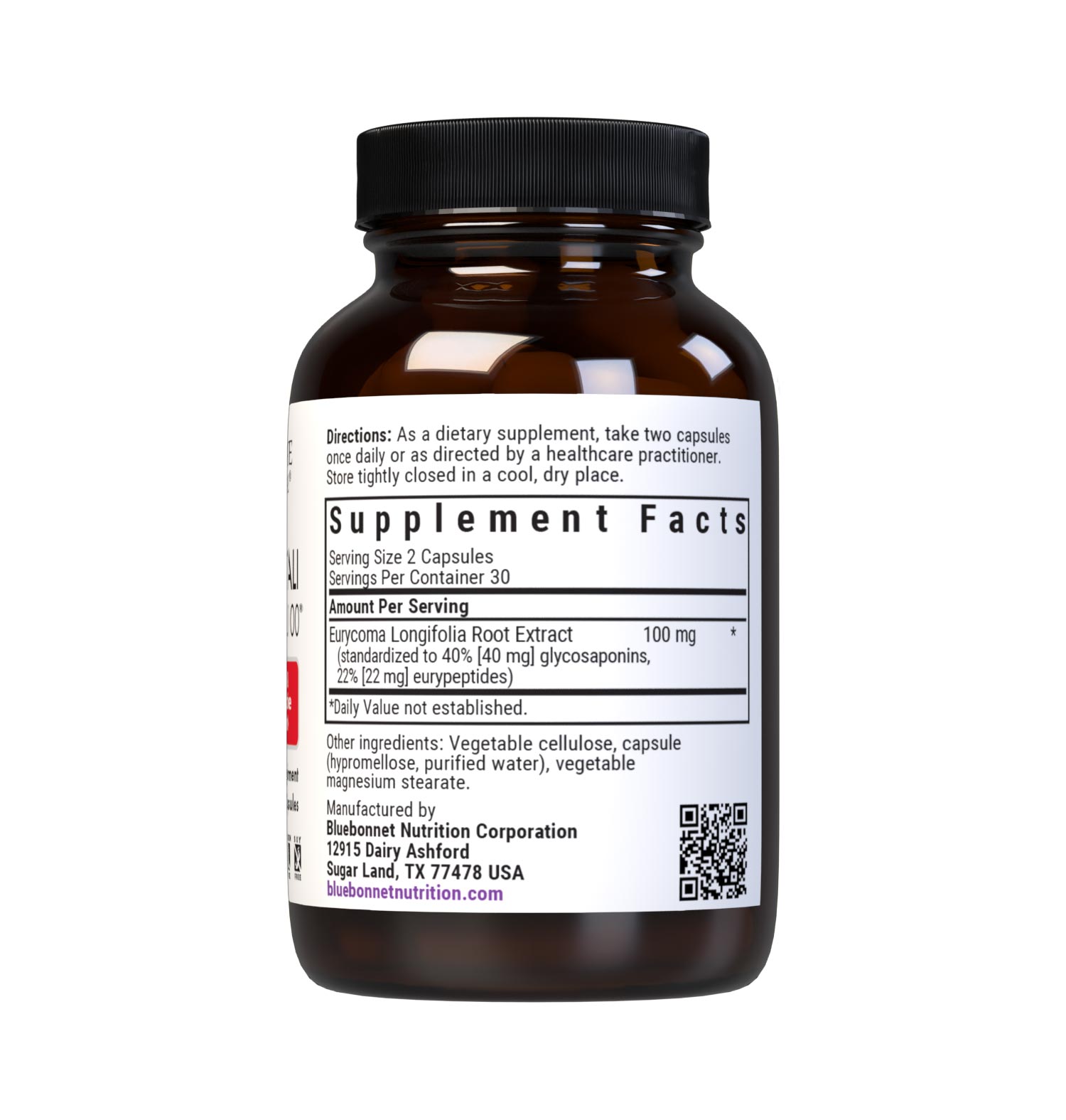 Bluebonnet’s Intimate Essentials Tongkat Ali LJ100 Vegetable Capsules are specially formulated with LJ100, a patented, standardized Tongkat Ali root extract (Eurycoma longifolia), clinically studied for enhancing both male and female sexual health and fertility. Supplement facts panel. #size_60 count