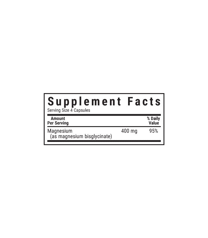 Bluebonnet’s Magnesium Glycinate Vegetable Capsules, supplement facts panel