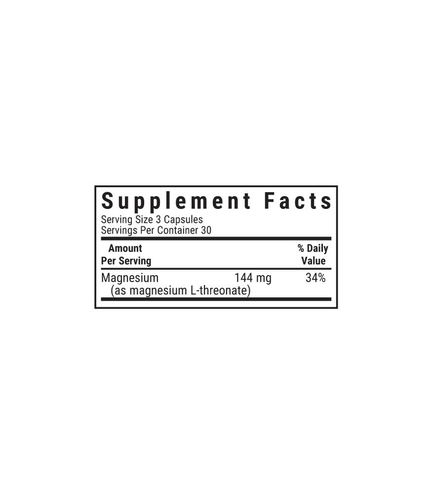 Bluebonnet’s Magnesium L-Threonate Vegetable Capsules, supplement facts panel